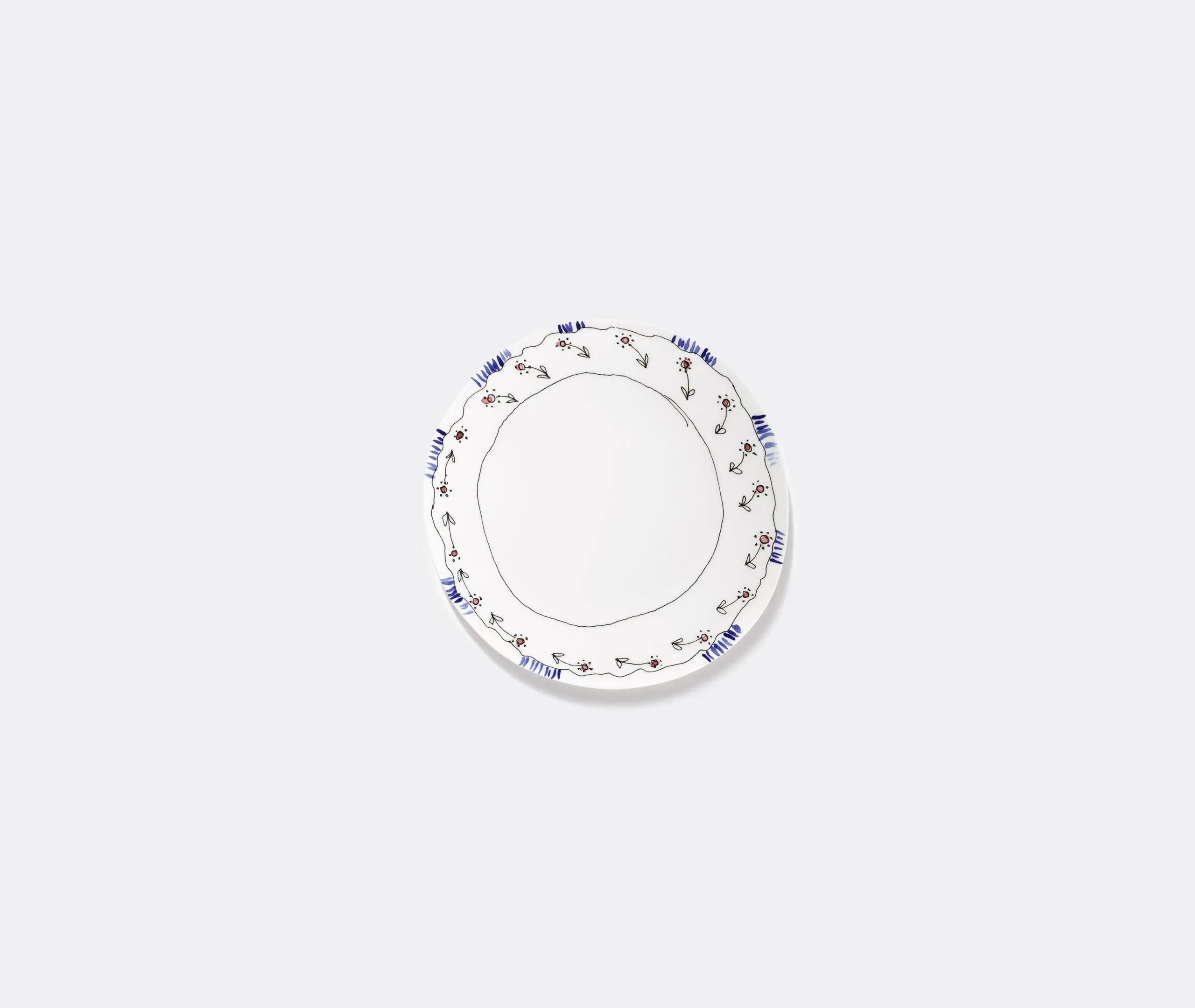 Dinner Plate Set with Floral Motif - Multicolor