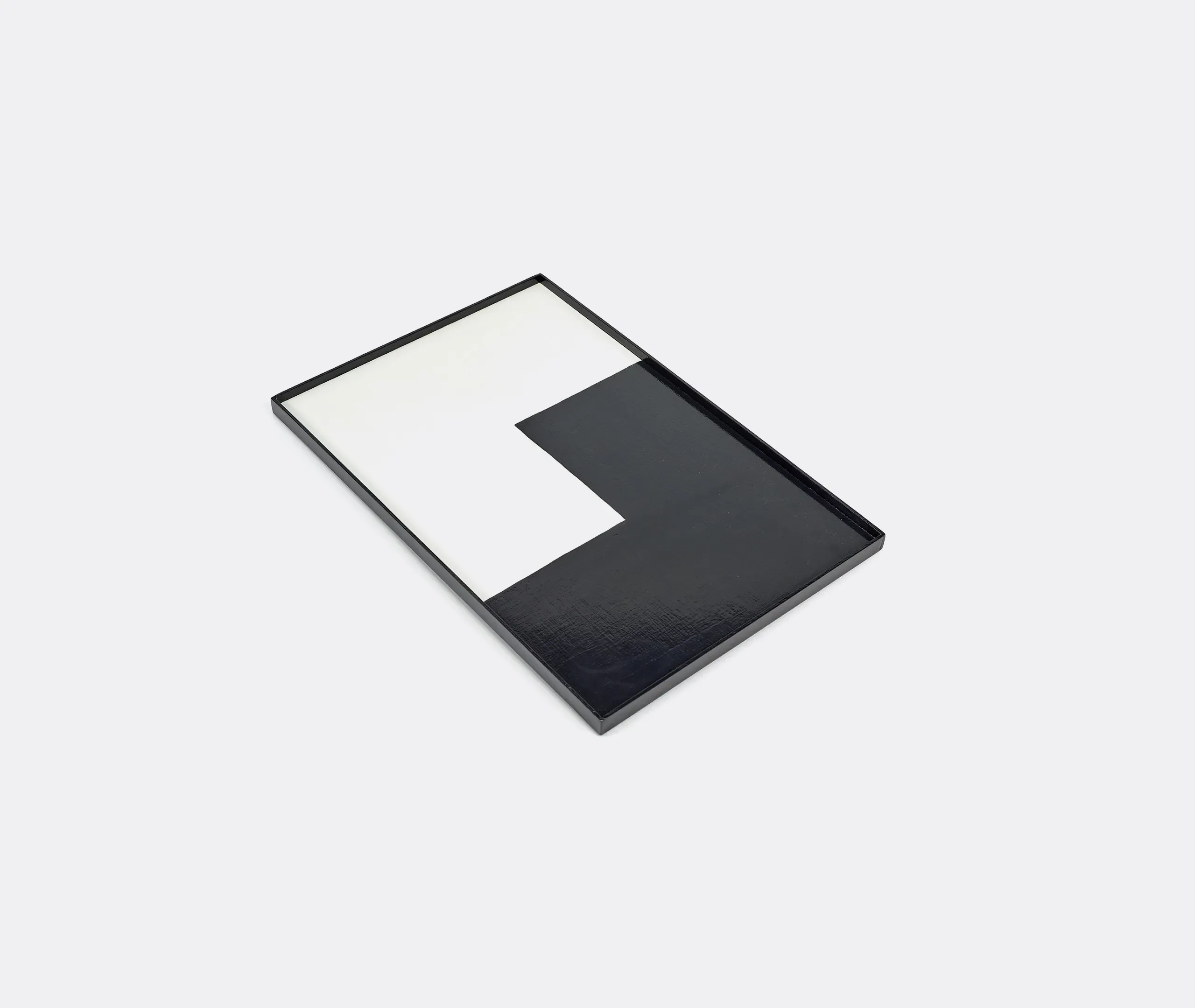 Emaille M Serving Tray - Black, White, Wood alternate view