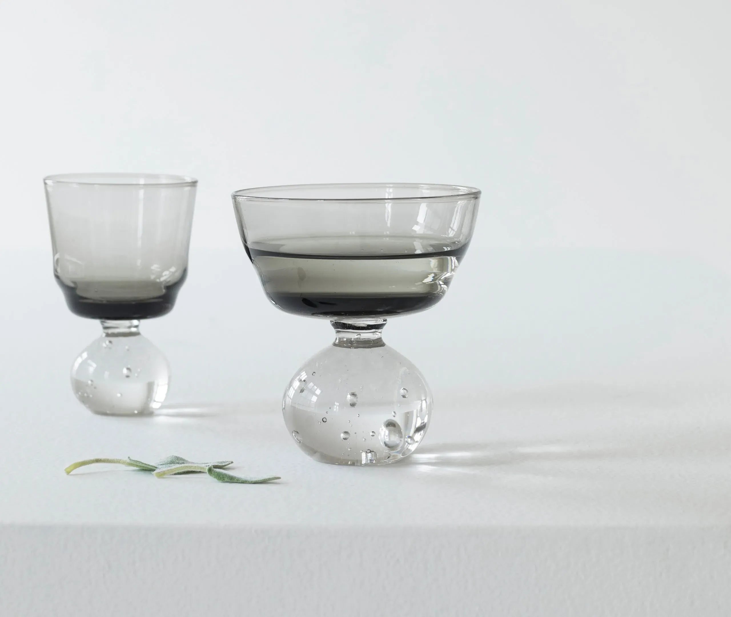 Eternal Snow Medium Stemmed Glass Set of 6 - Smoky Grey