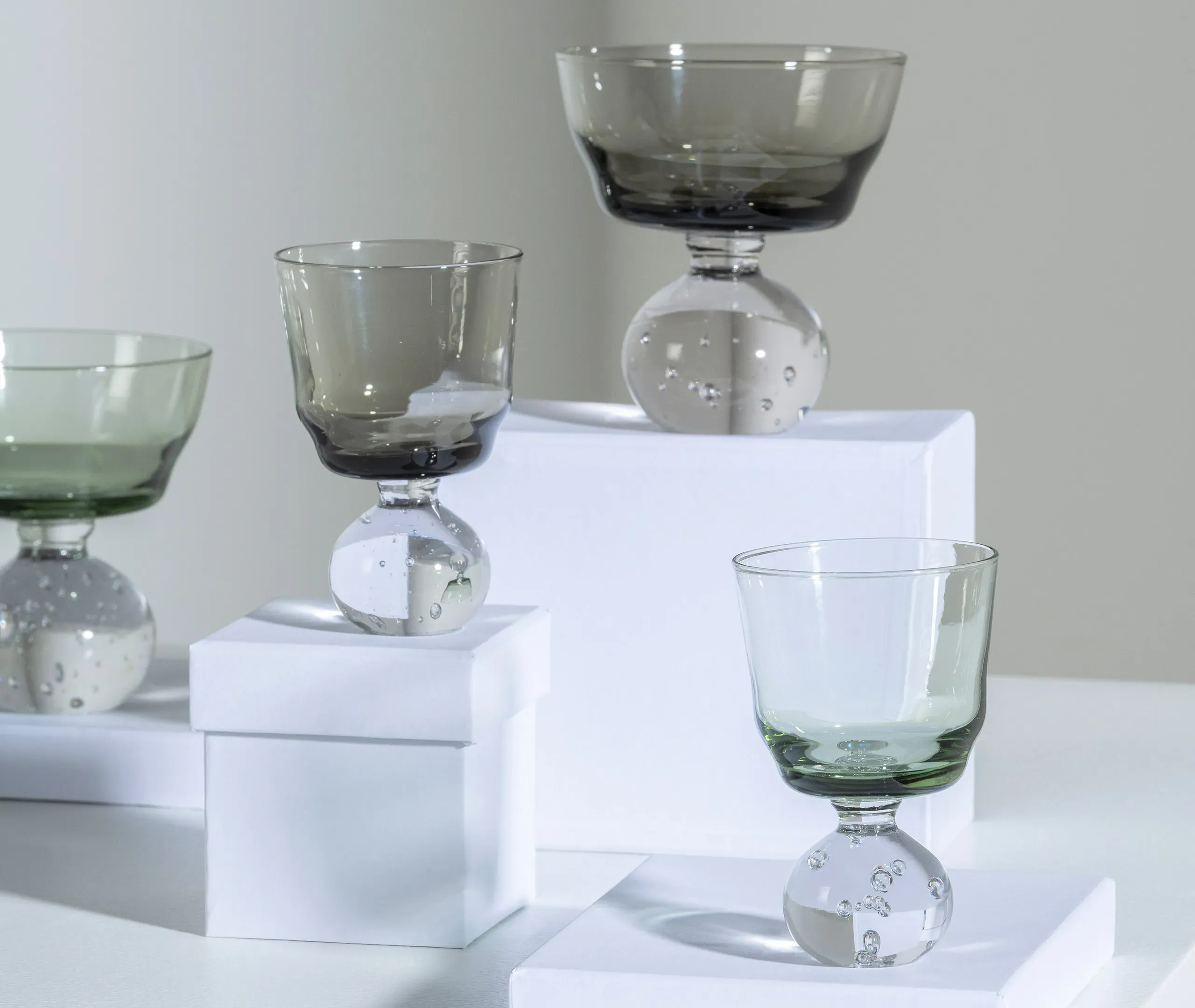 Eternal Snow Small Stemmed Glass Set of 6 - Smoky Grey