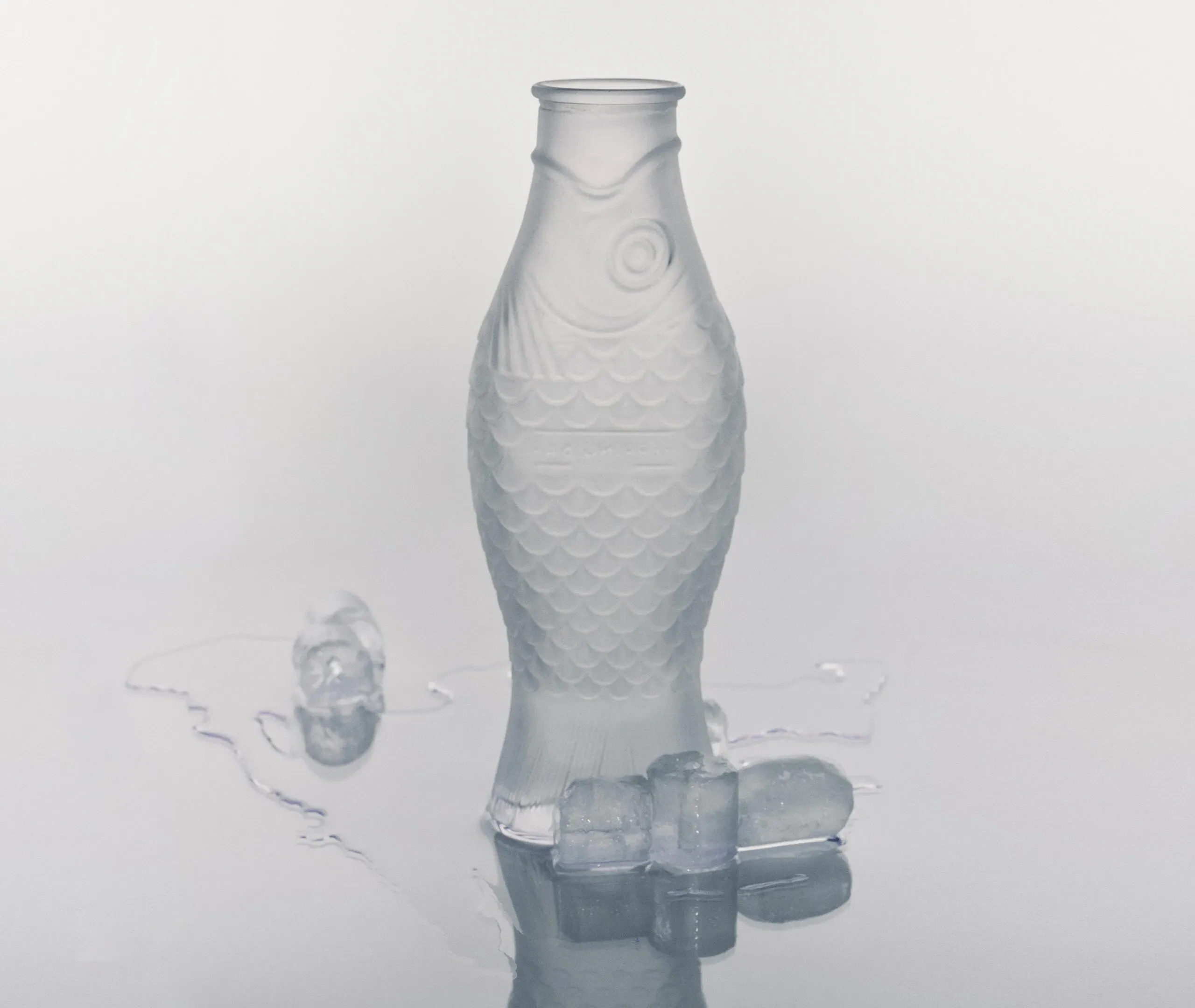 Fish-Shaped Carafe - White, Frosted Glass