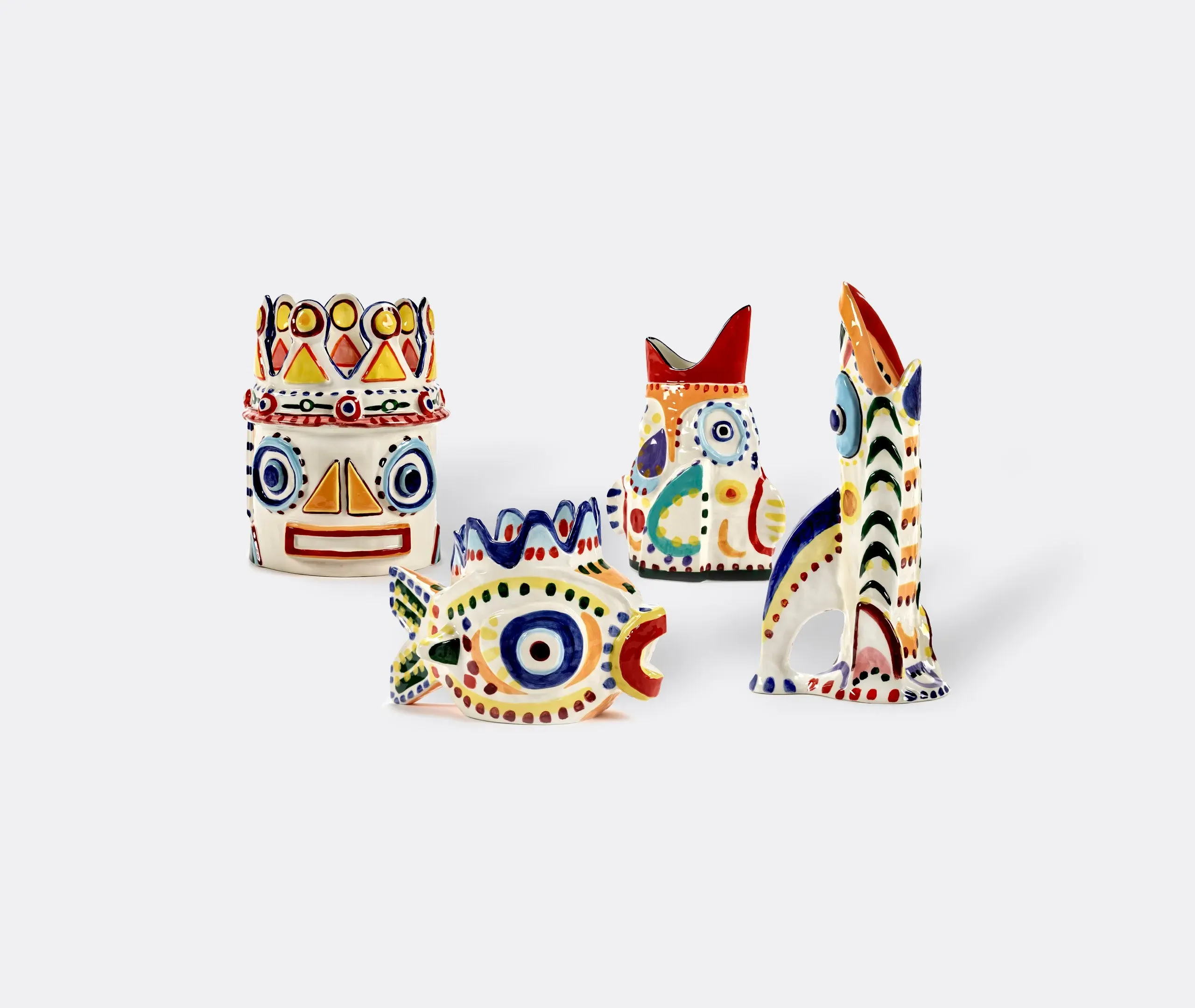 Fish-Shaped Stoneware Vase - Multicolor
