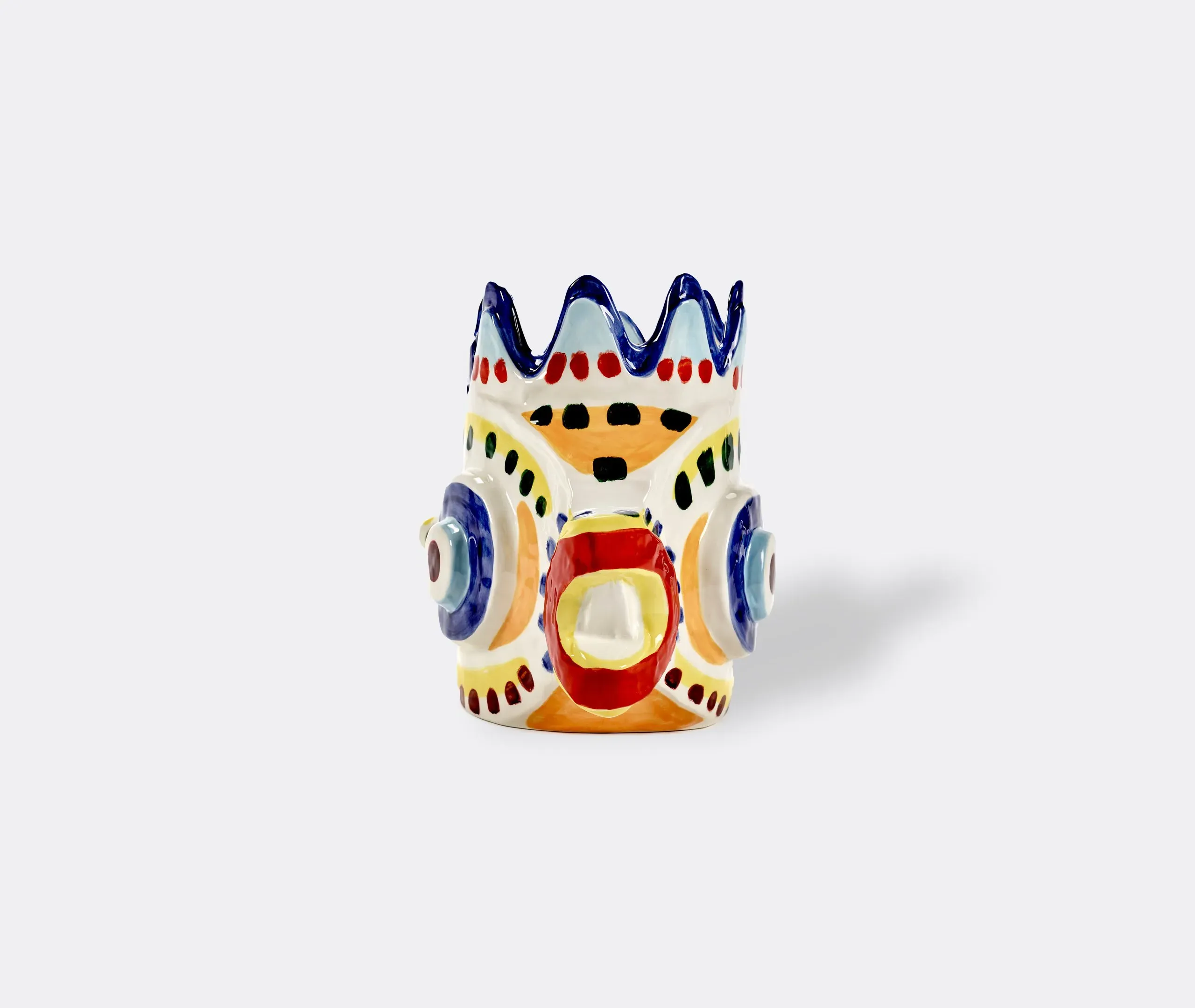 Fish-Shaped Vase Hand-Painted - Multicolor, Stoneware