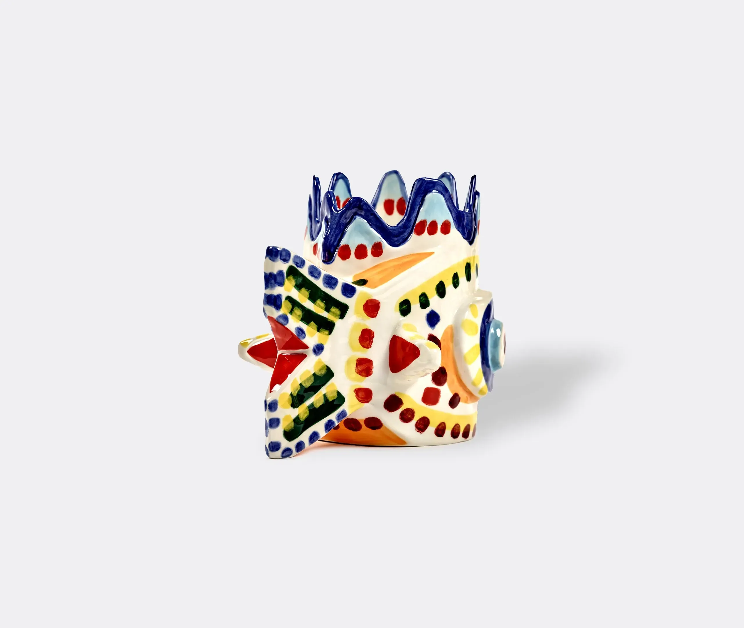 Fish-Shaped Vase Hand-Painted - Multicolor, Stoneware