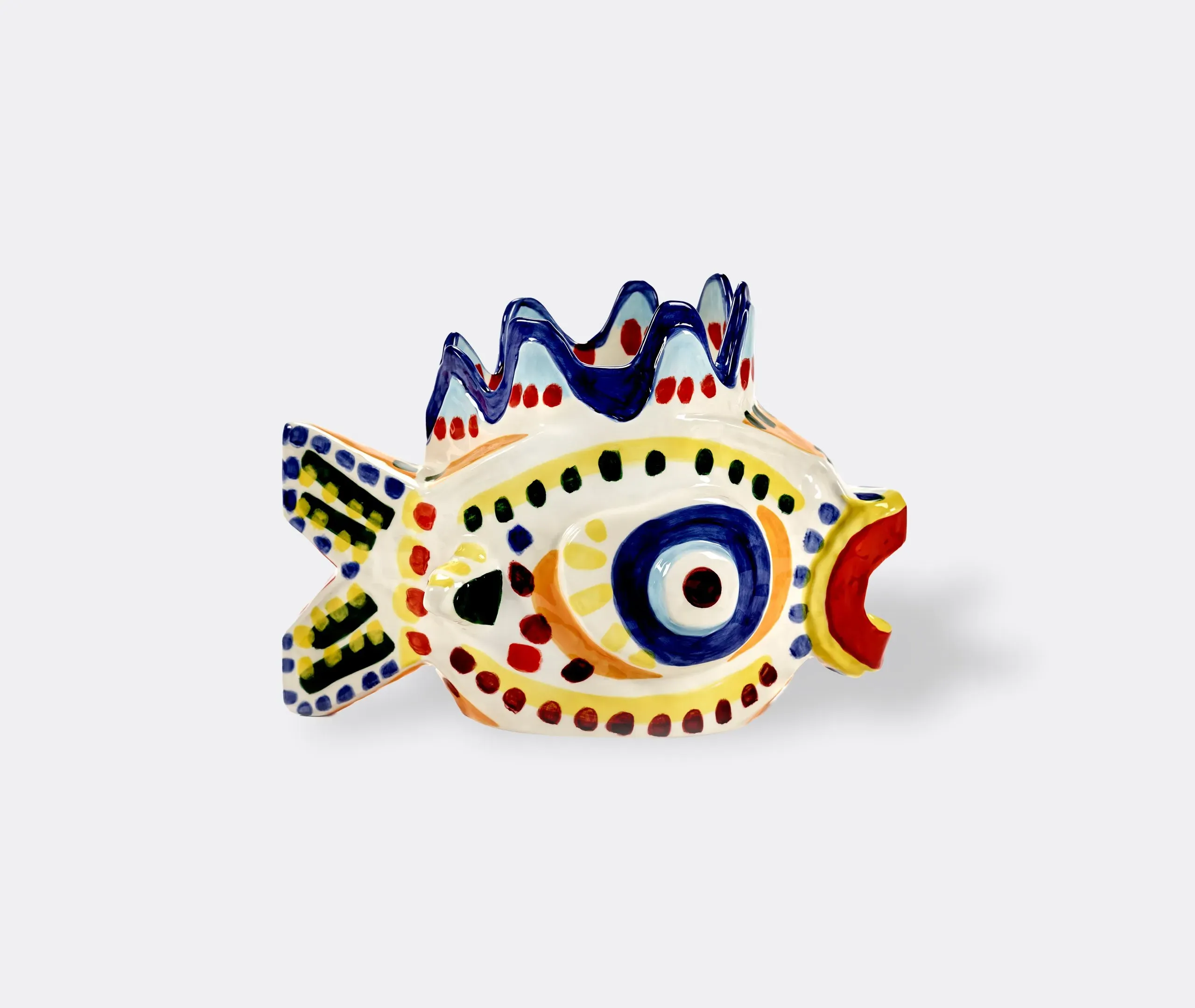 Fish-Shaped Vase Hand-Painted - Multicolor, Stoneware image