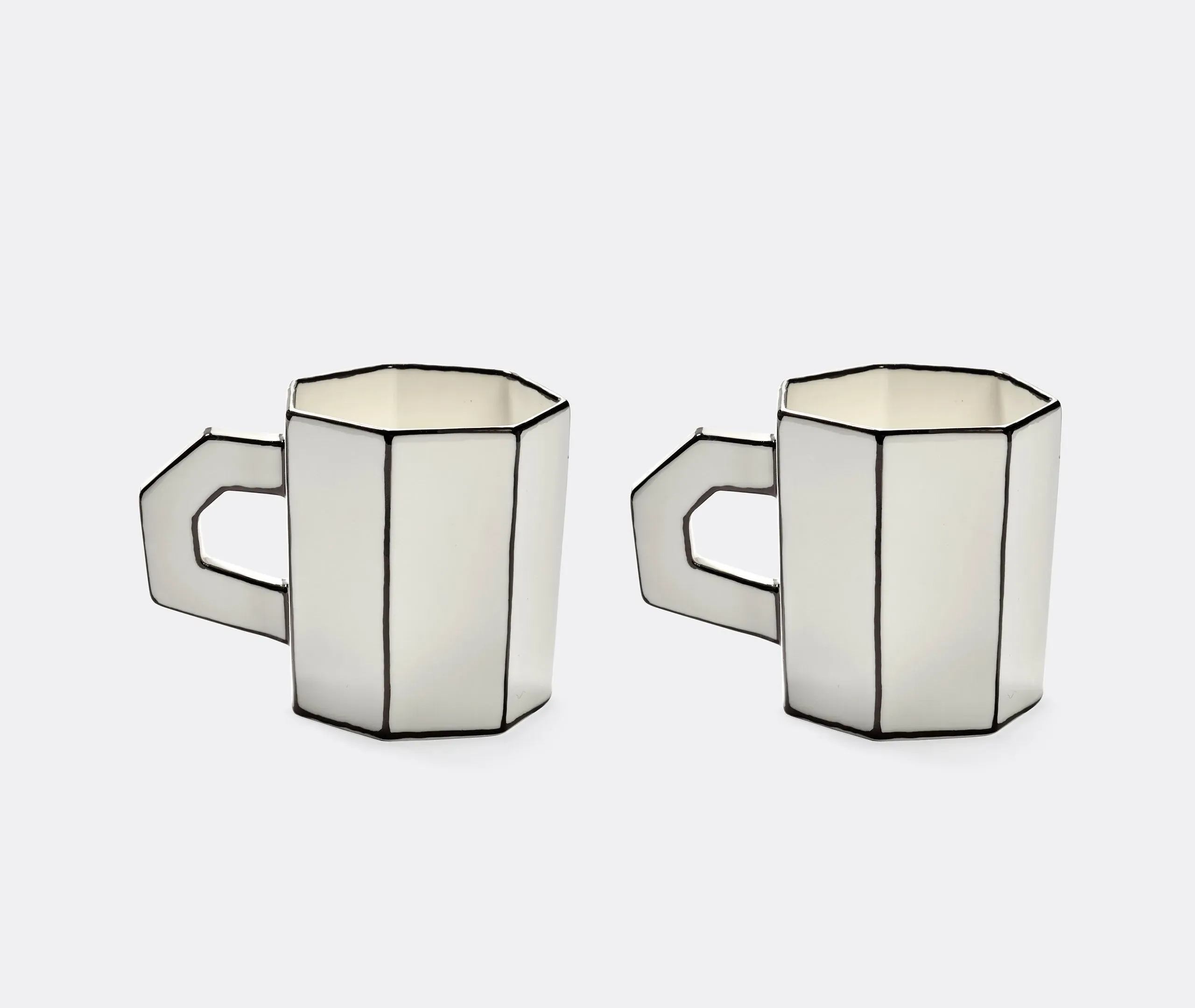 Geometric Mug Set - White, Porcelain