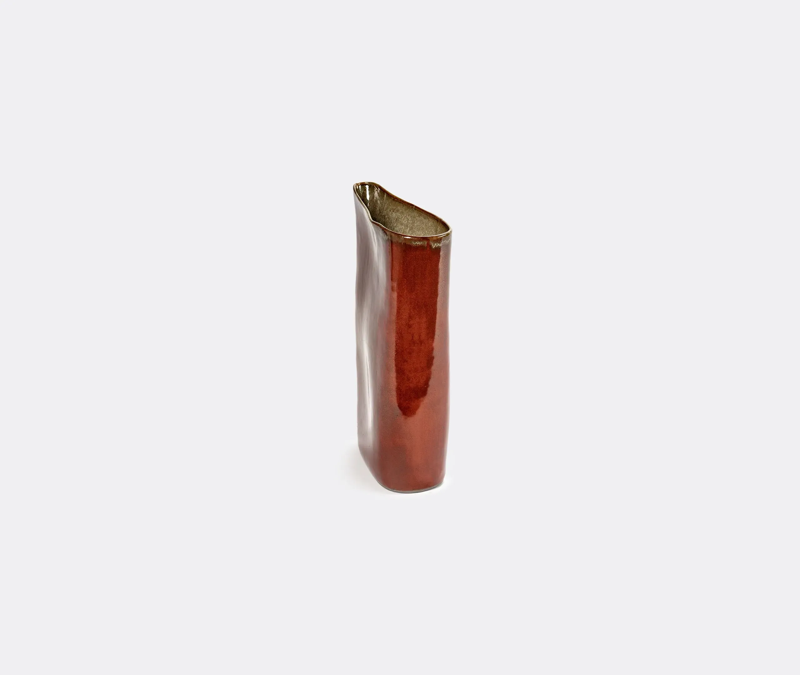 High Asymmetric Vase - Rust, Stoneware