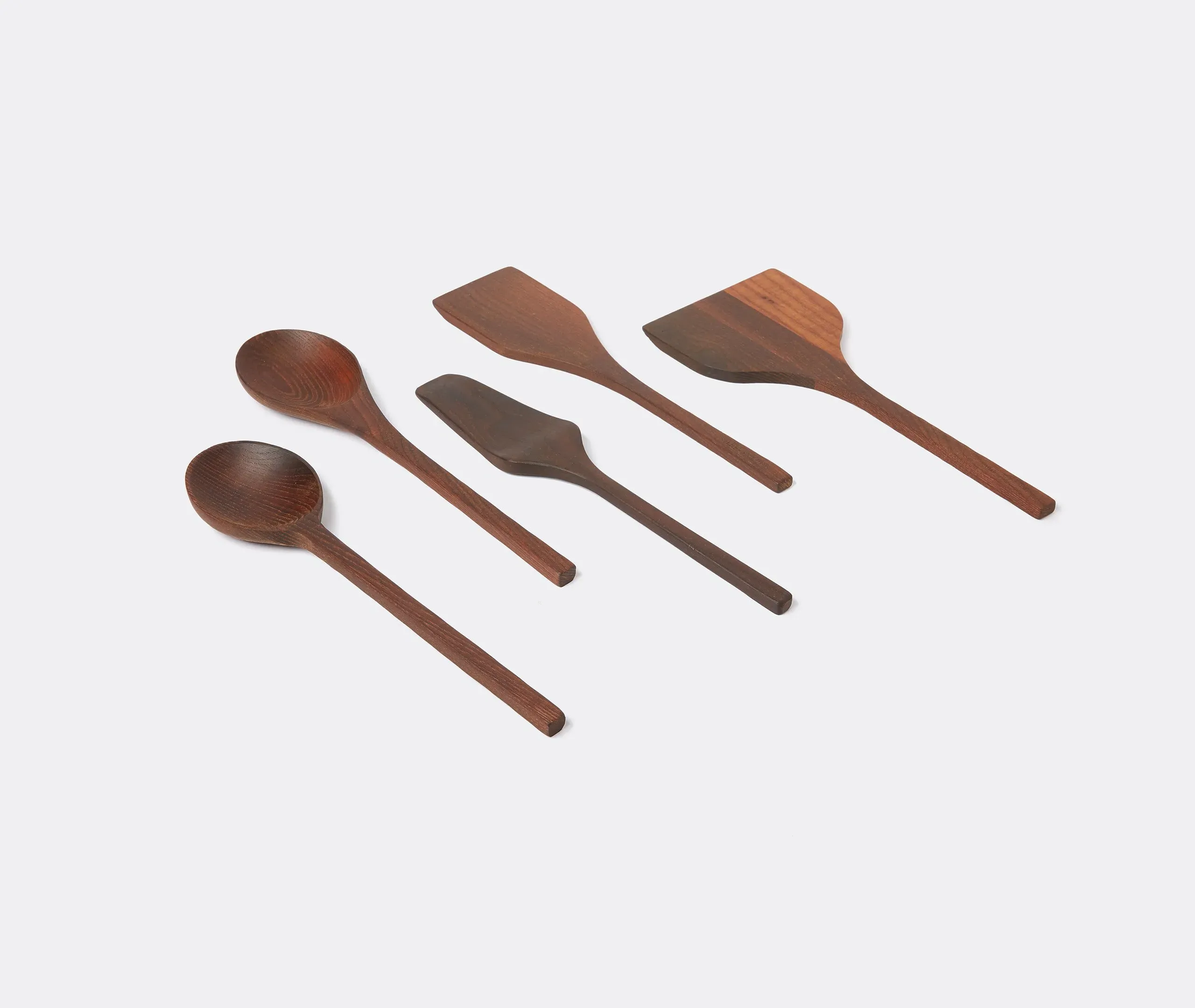 Kitchen Utensil Set - Brown, Carbonised Ash Wood image