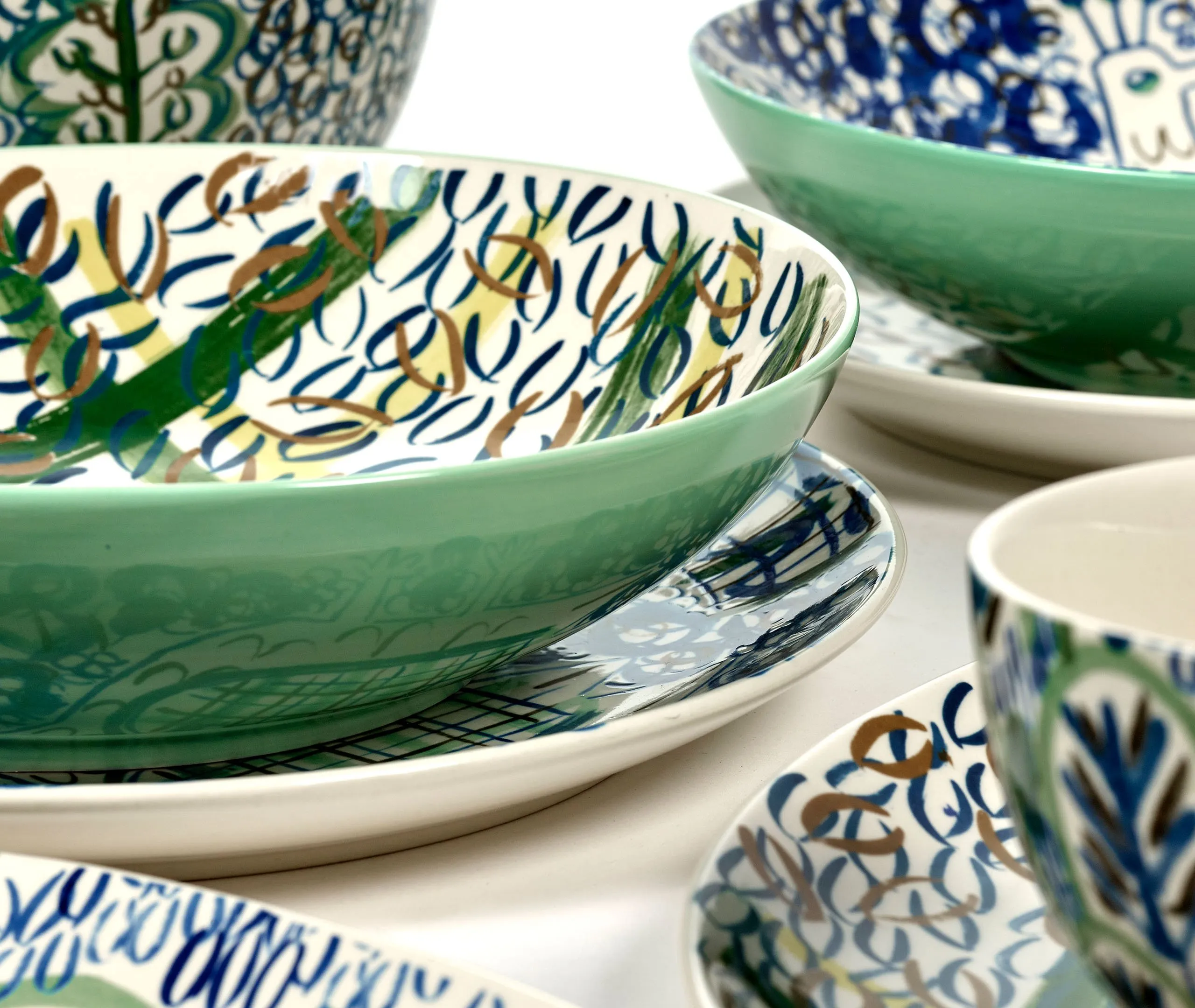 Large Bowl Japanese Design - Multicolor, Ceramic