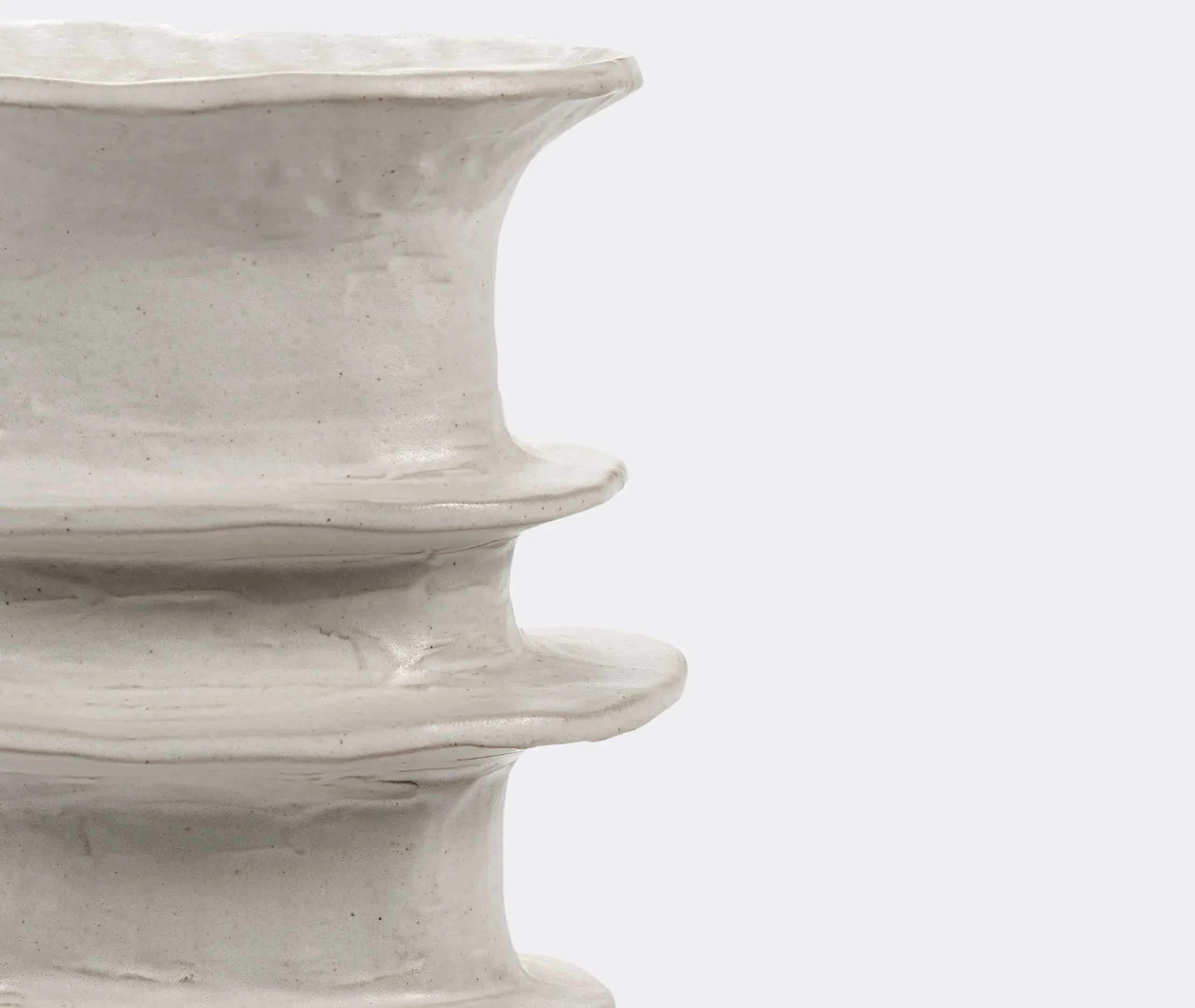 Large Decorative Vase with Bands - White, Stoneware