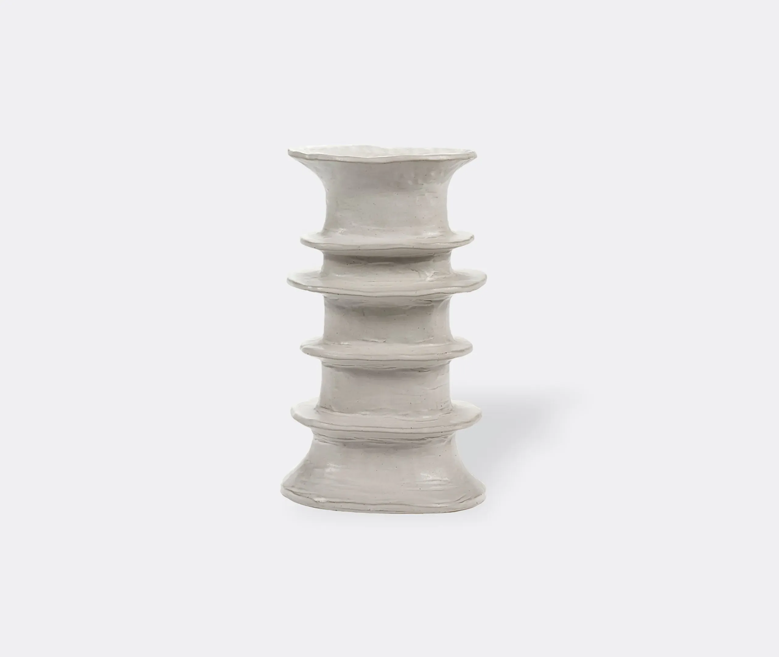 Large Decorative Vase with Bands - White, Stoneware