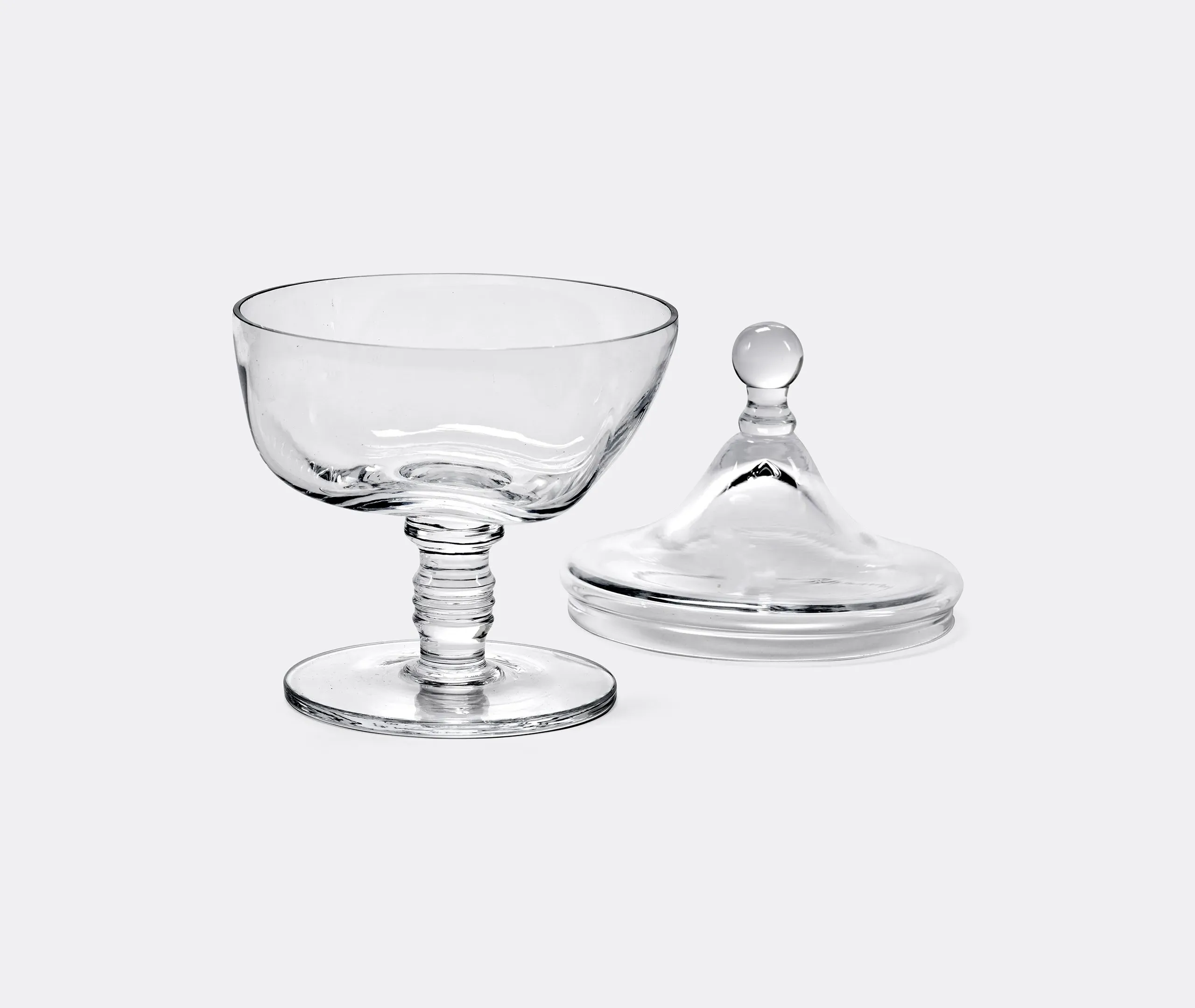 Lidded Bonbonniere with Orb Handle - Clear