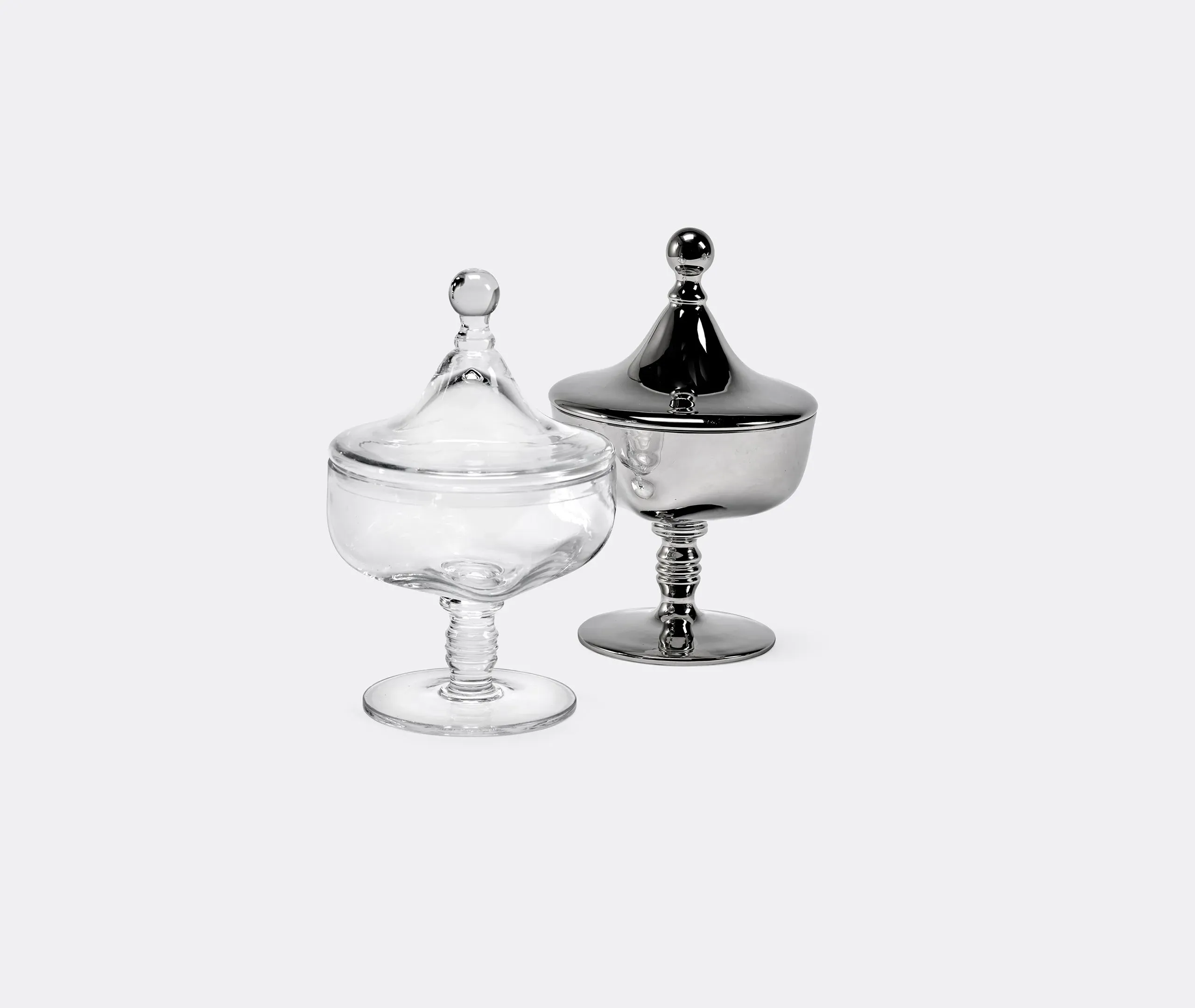 Lidded Bonbonniere with Orb Handle - Clear