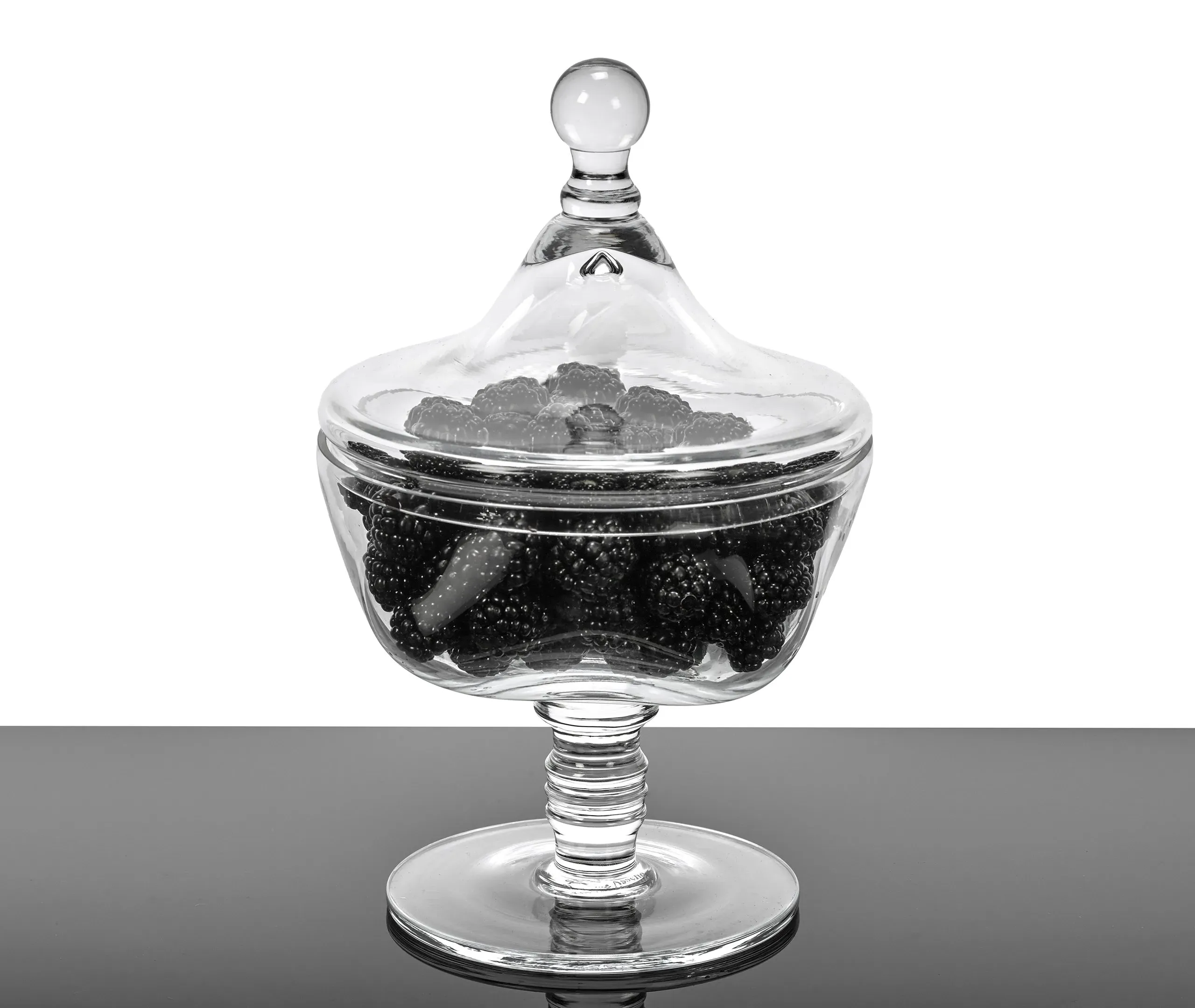 Lidded Bonbonniere with Orb Handle - Clear