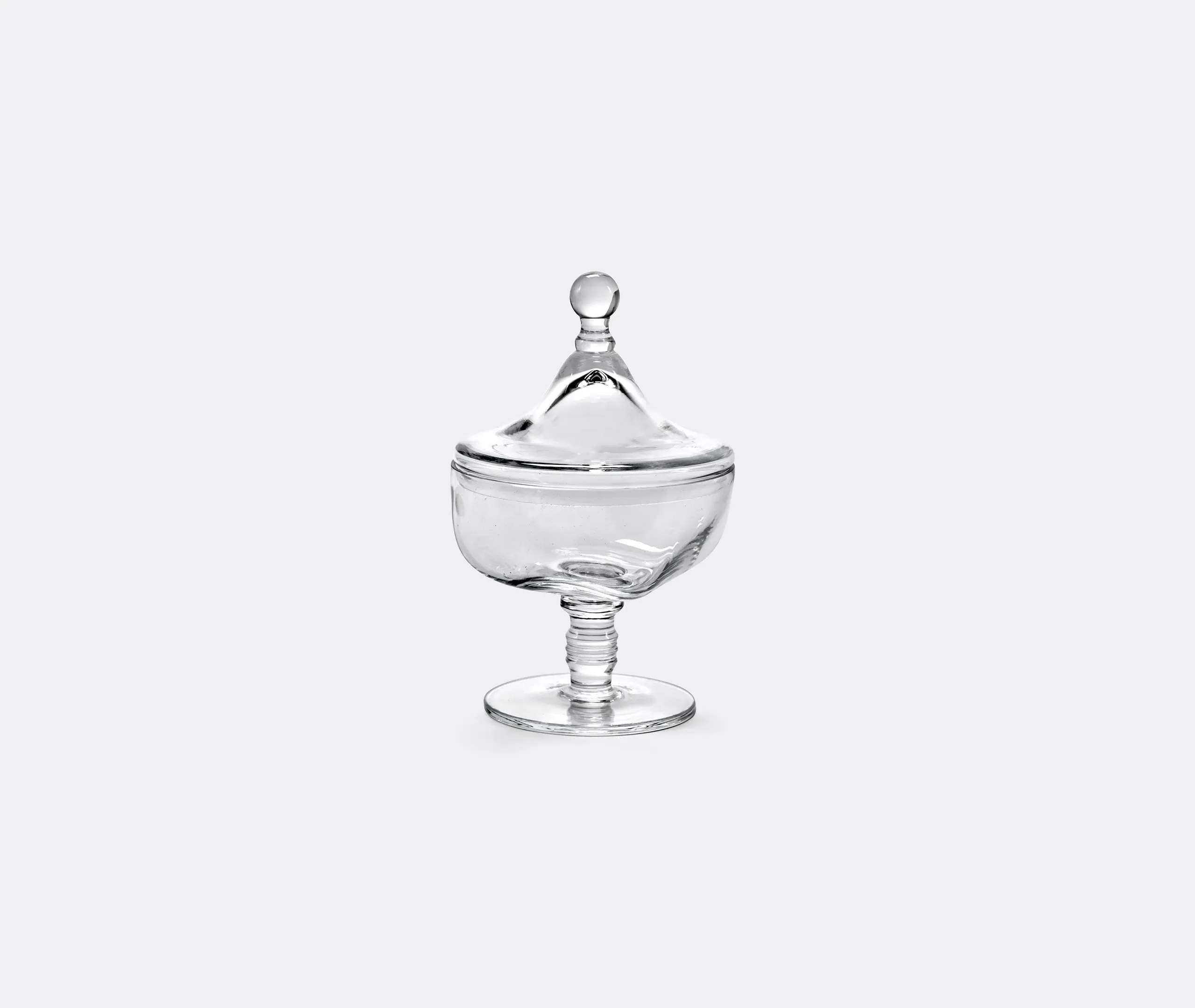 Lidded Bonbonniere with Orb Handle - Clear