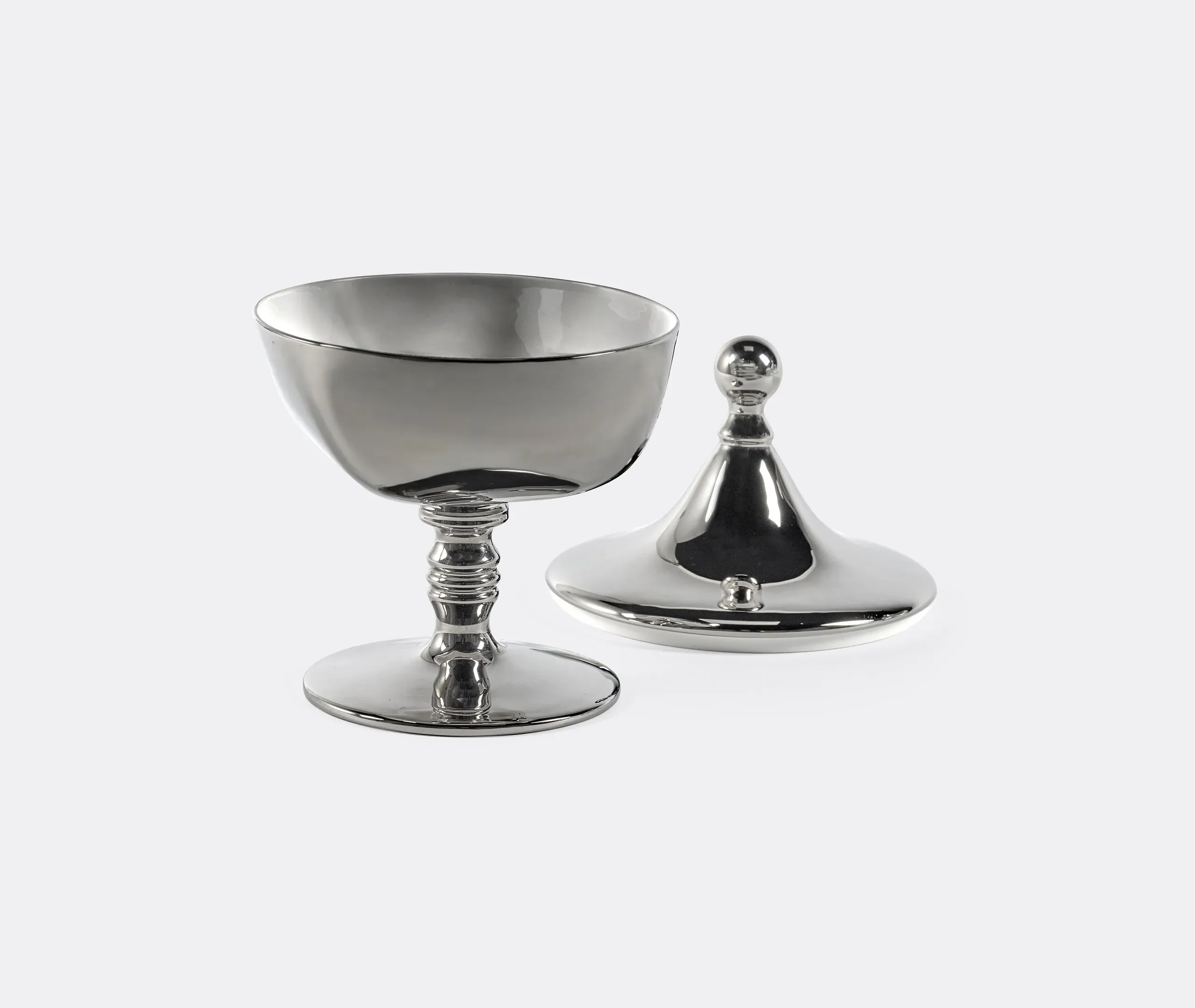 Lidded Bonbonniere with Orb Handle - Silver