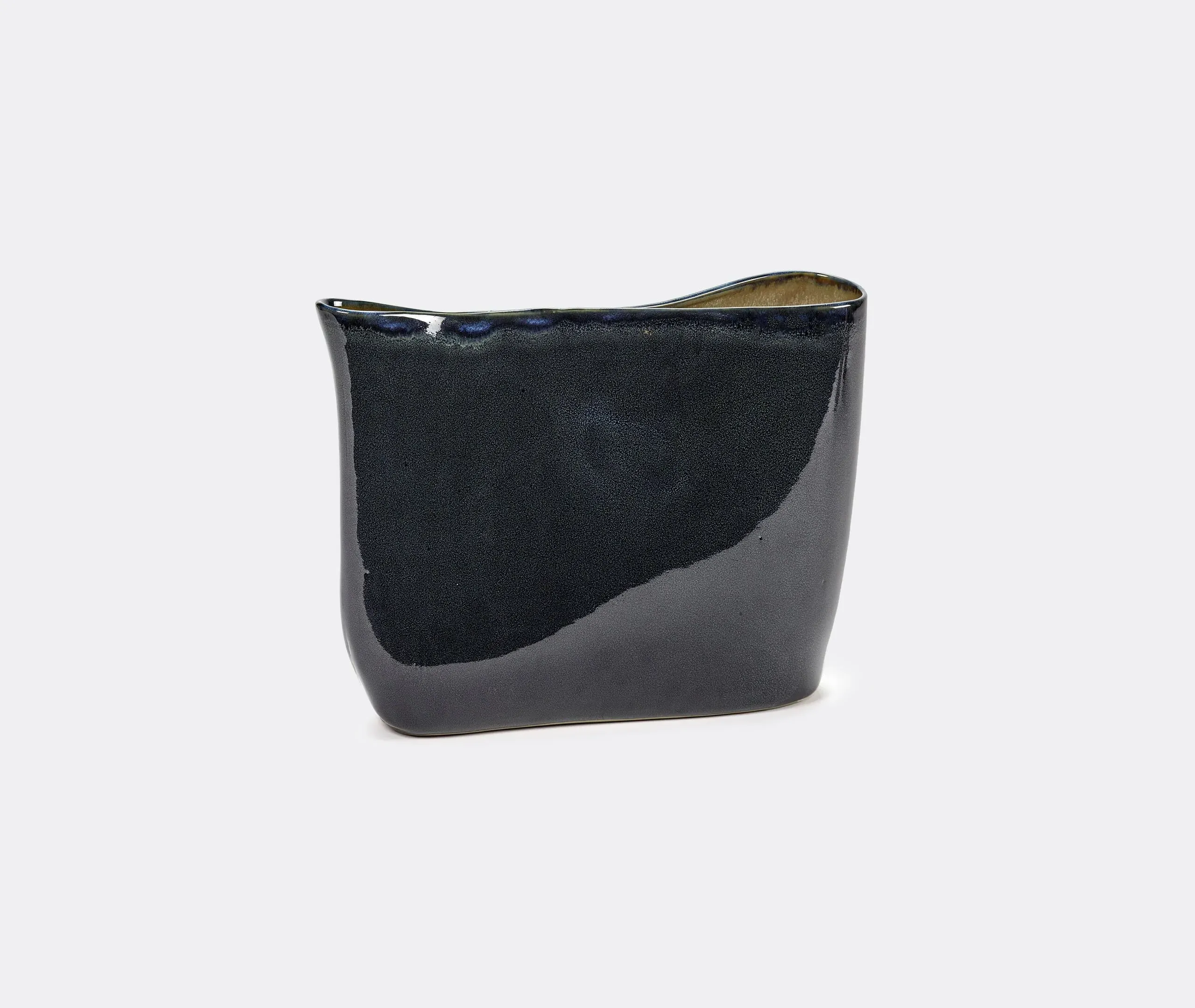 Low Vase - Dark Blue, Stoneware