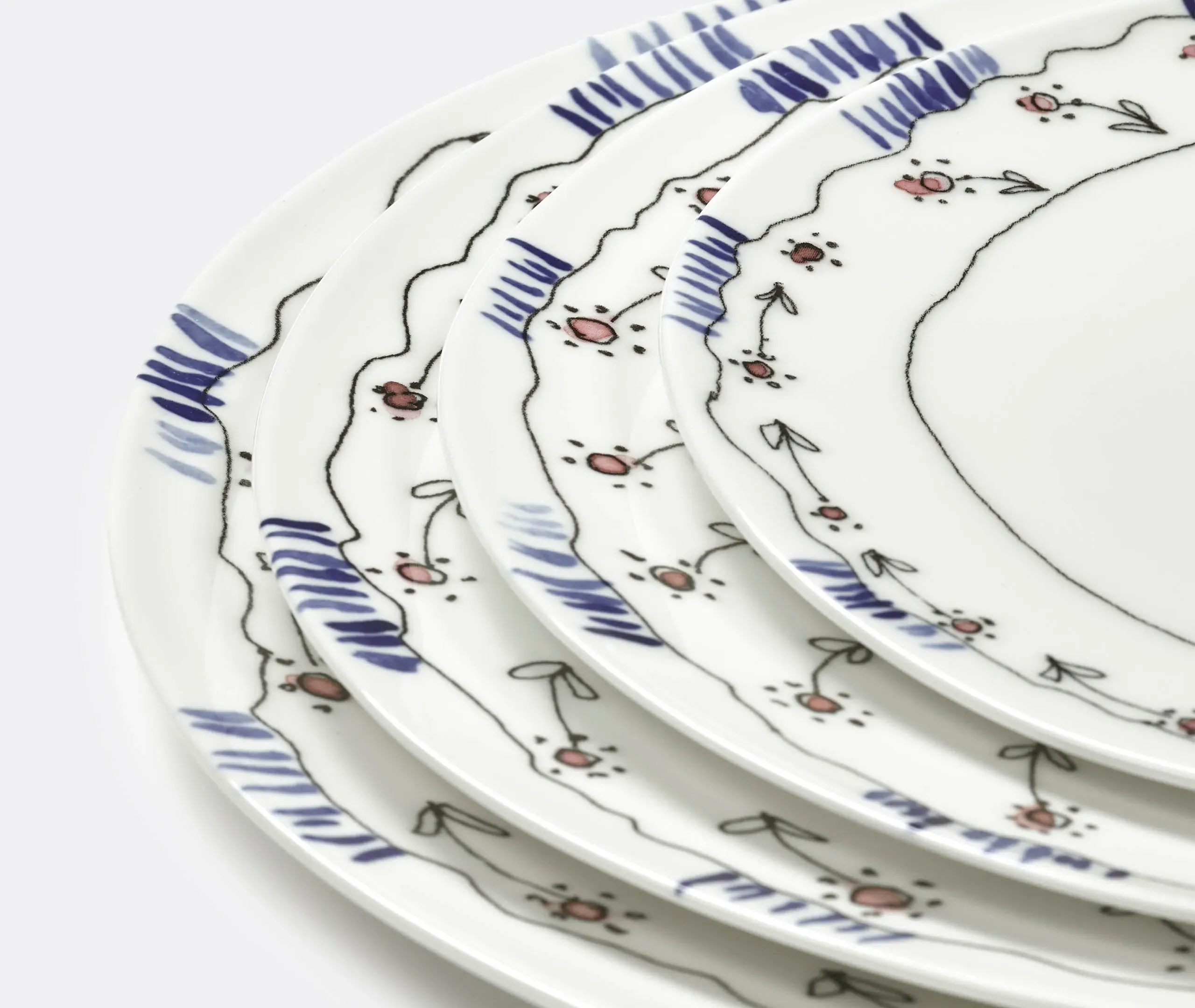 Marni Anemone Milk Dessert Plate Set of Two - Multicolor, Porcelain