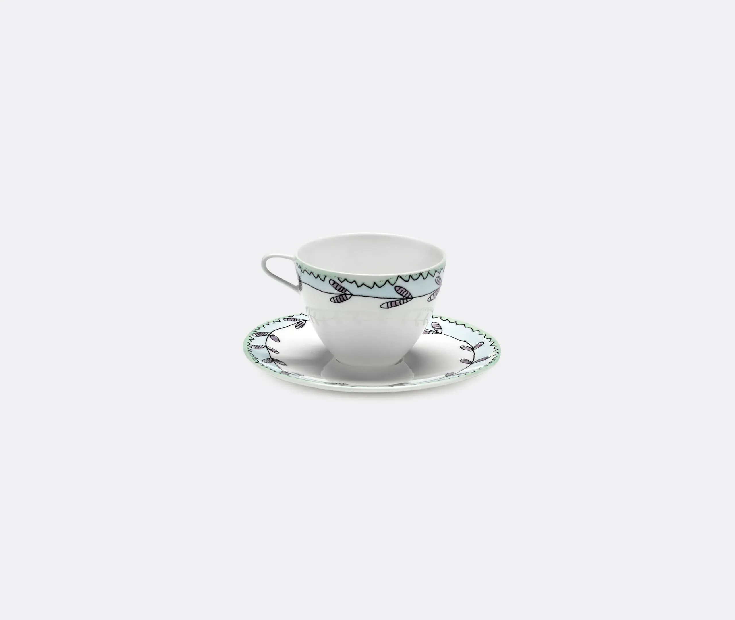 Marni Blossom Milk Coffee Cup and Saucer Set - Multicolor, Porcelain