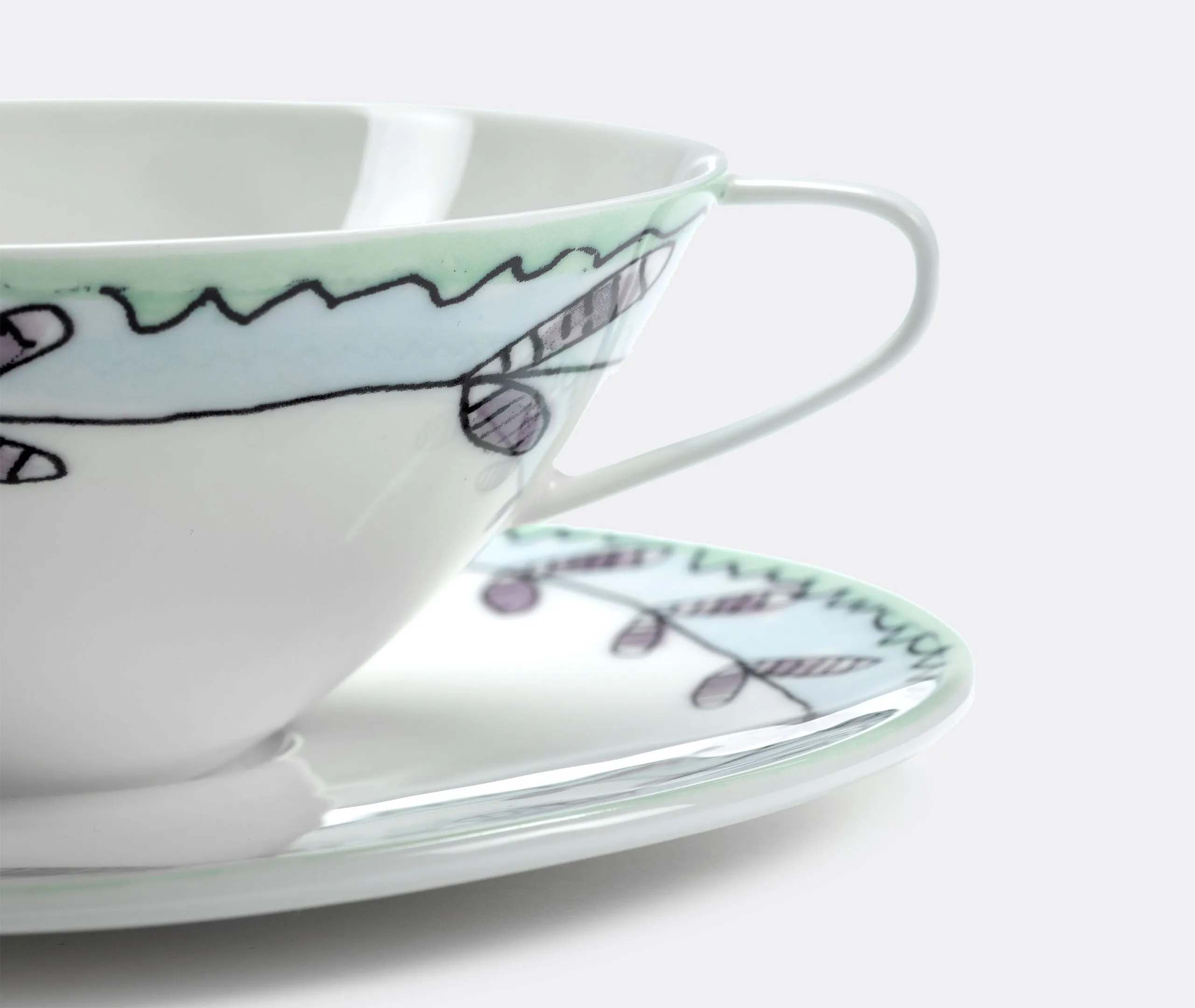 Marni Blossom Milk Teacup and Saucer Set of Two - Multicolor, Porcelain