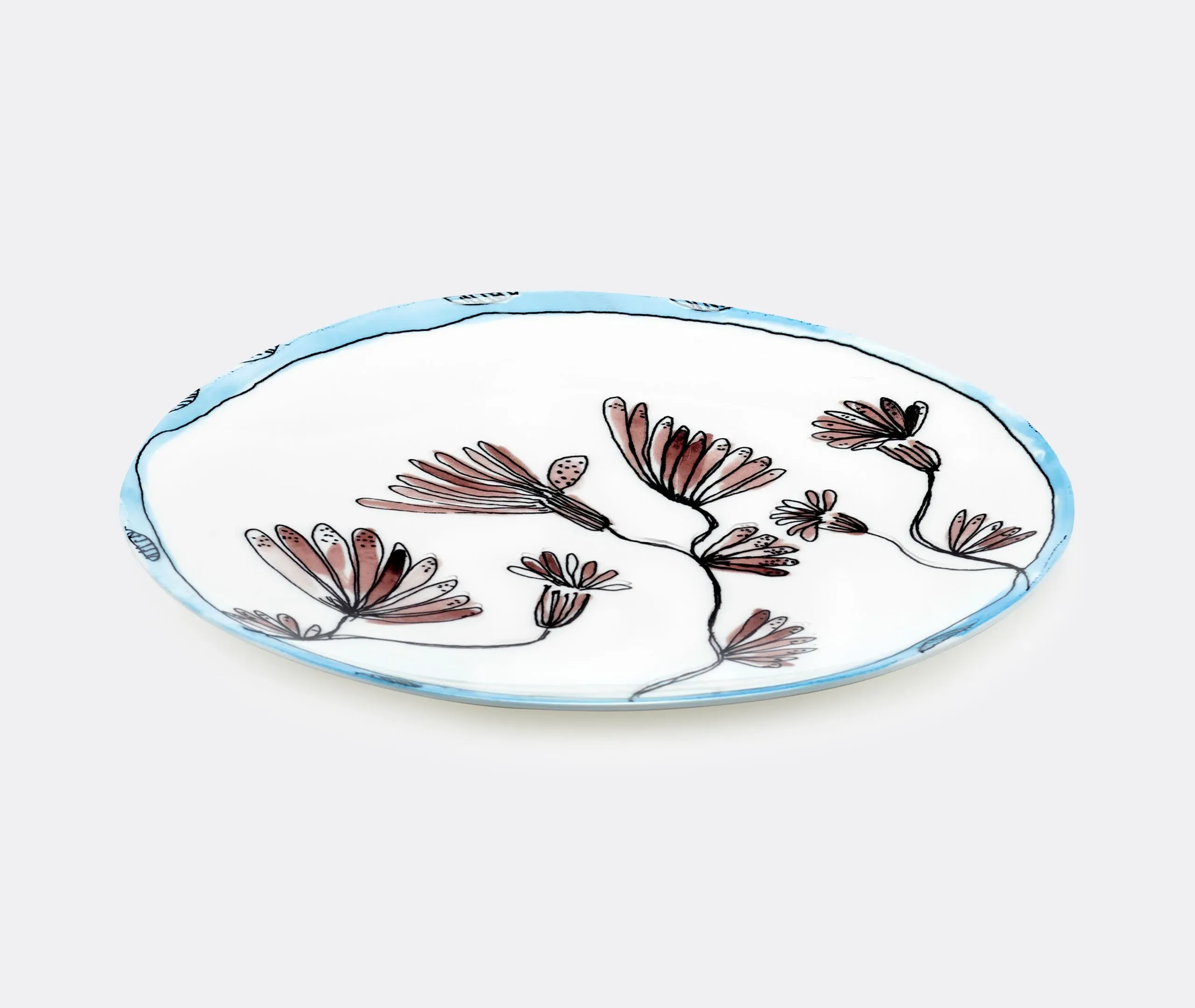 Marni Camelia Aubergine Serving Plate Set - Multicolor, Bone China