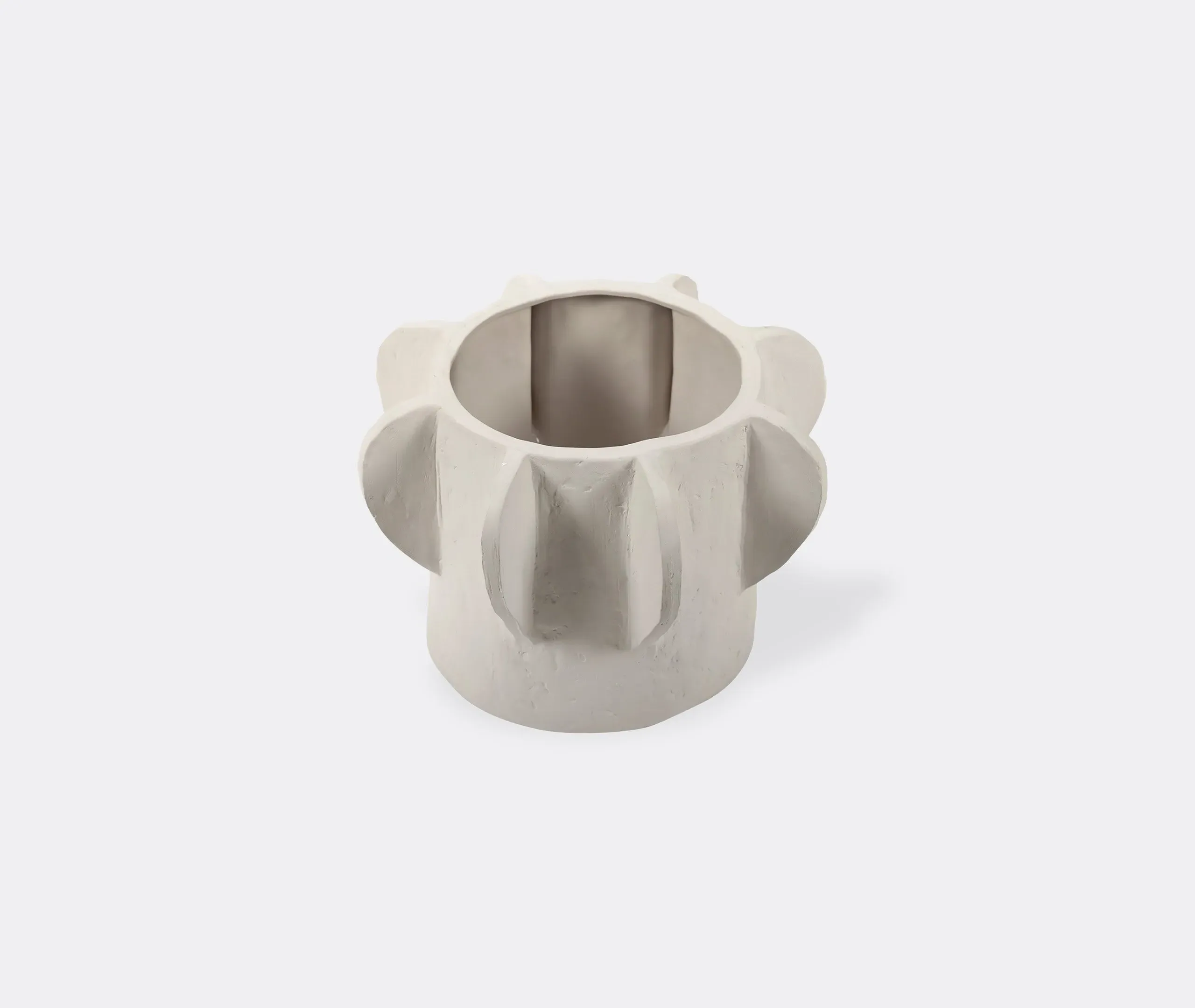 Medium Flower Pot with Curved Details - Beige