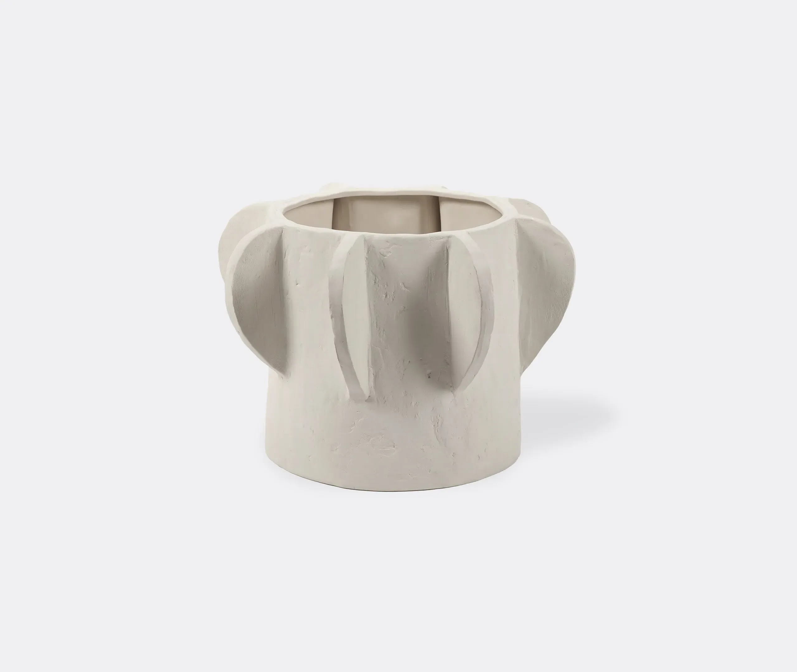 Medium Flower Pot with Curved Details - Beige