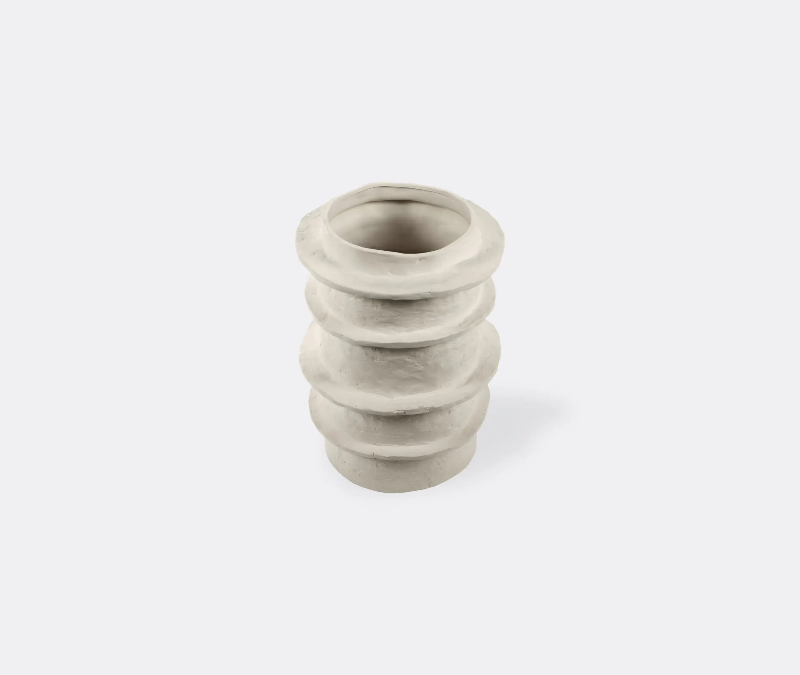 Medium Flower Pot with Ring Pattern - Beige