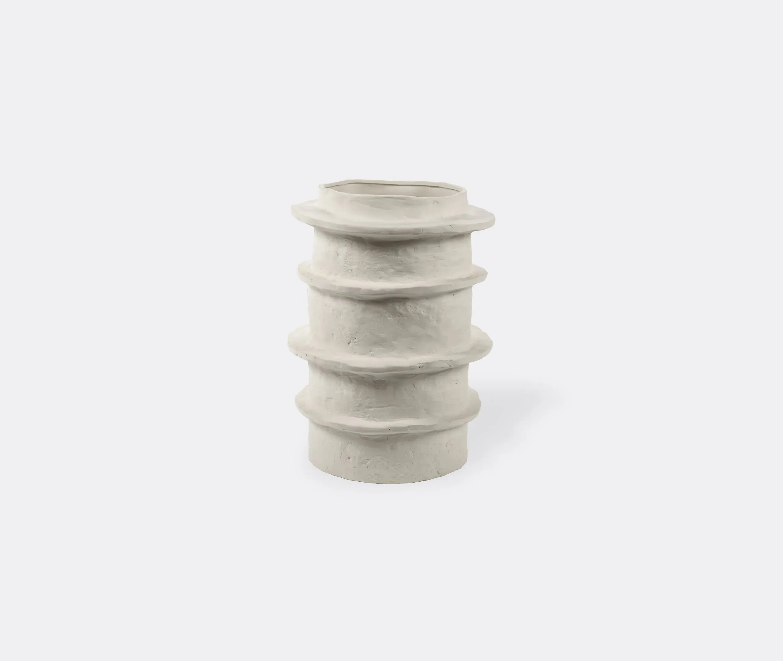 Medium Flower Pot with Ring Pattern - Beige
