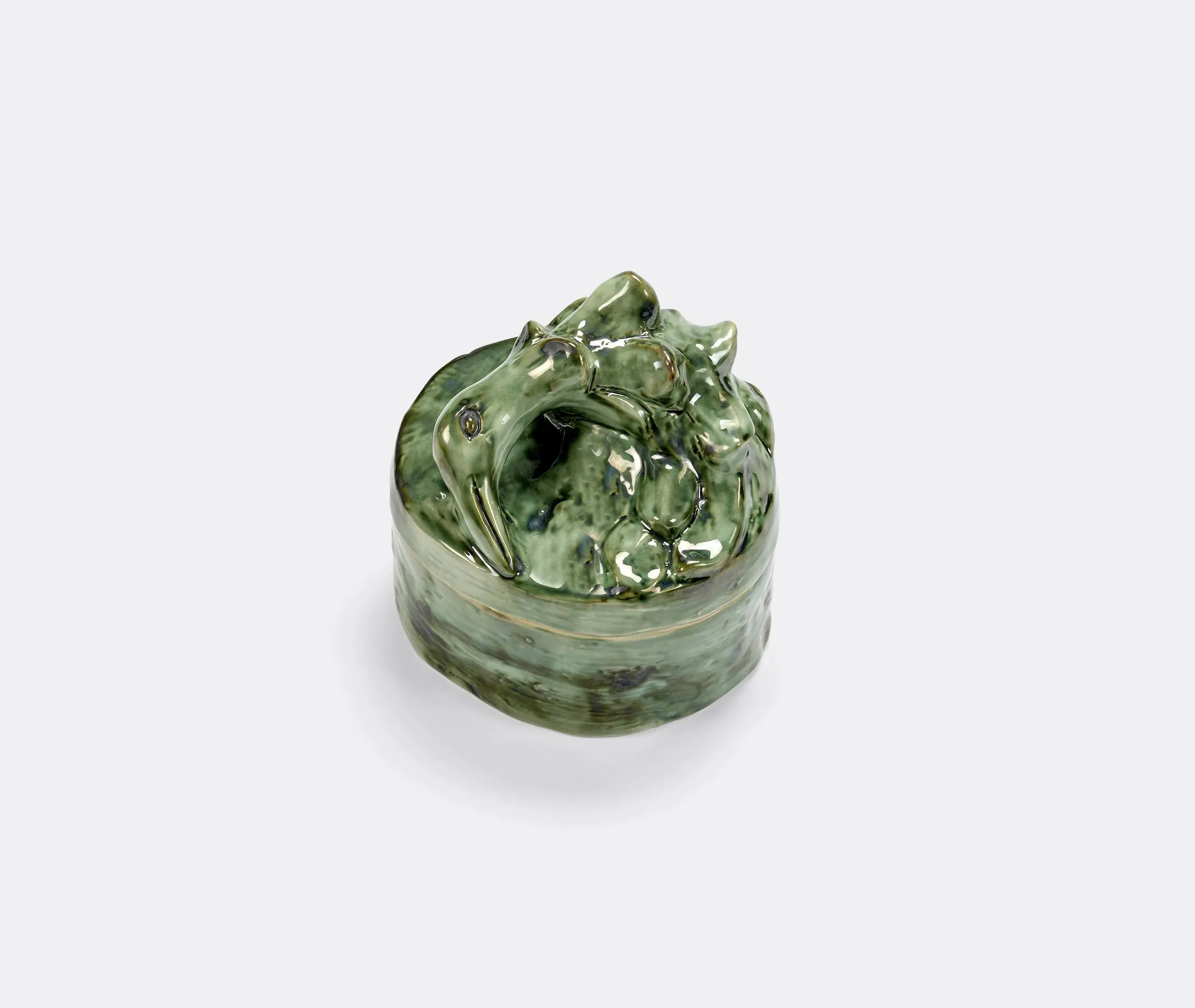 Medium Scented Candle with Bird Lid - Green Ceramic