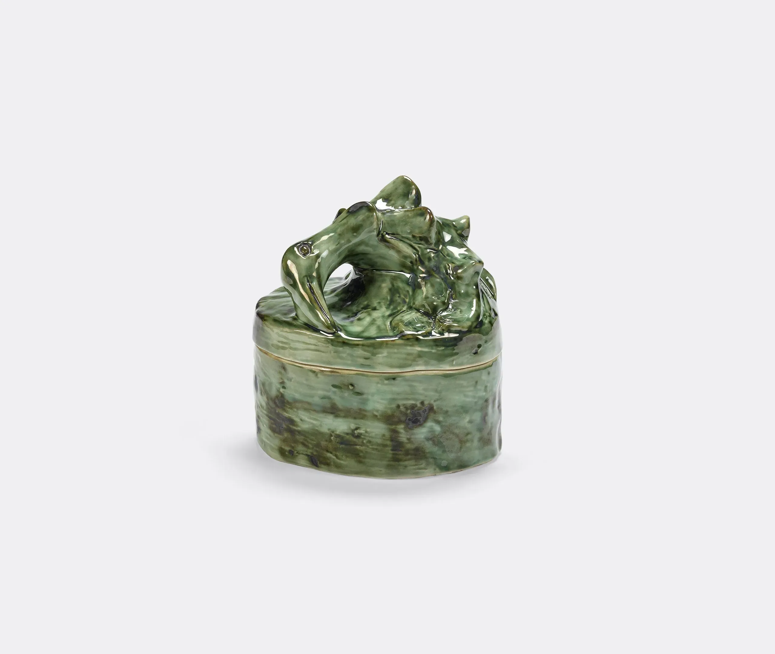 Medium Scented Candle with Bird Lid - Green Ceramic