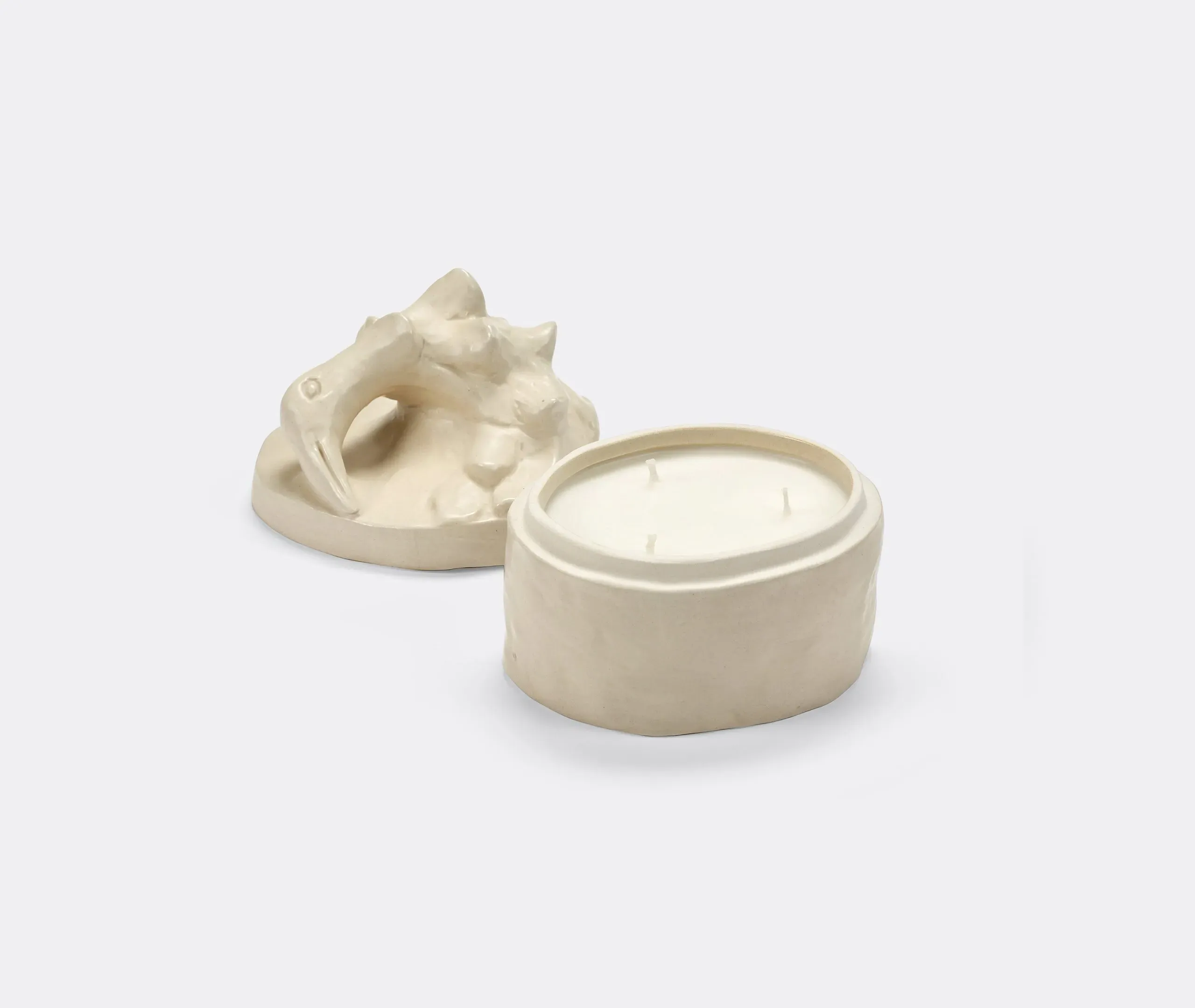 Medium Scented Candle with Bird Lid - Ivory, Ceramic