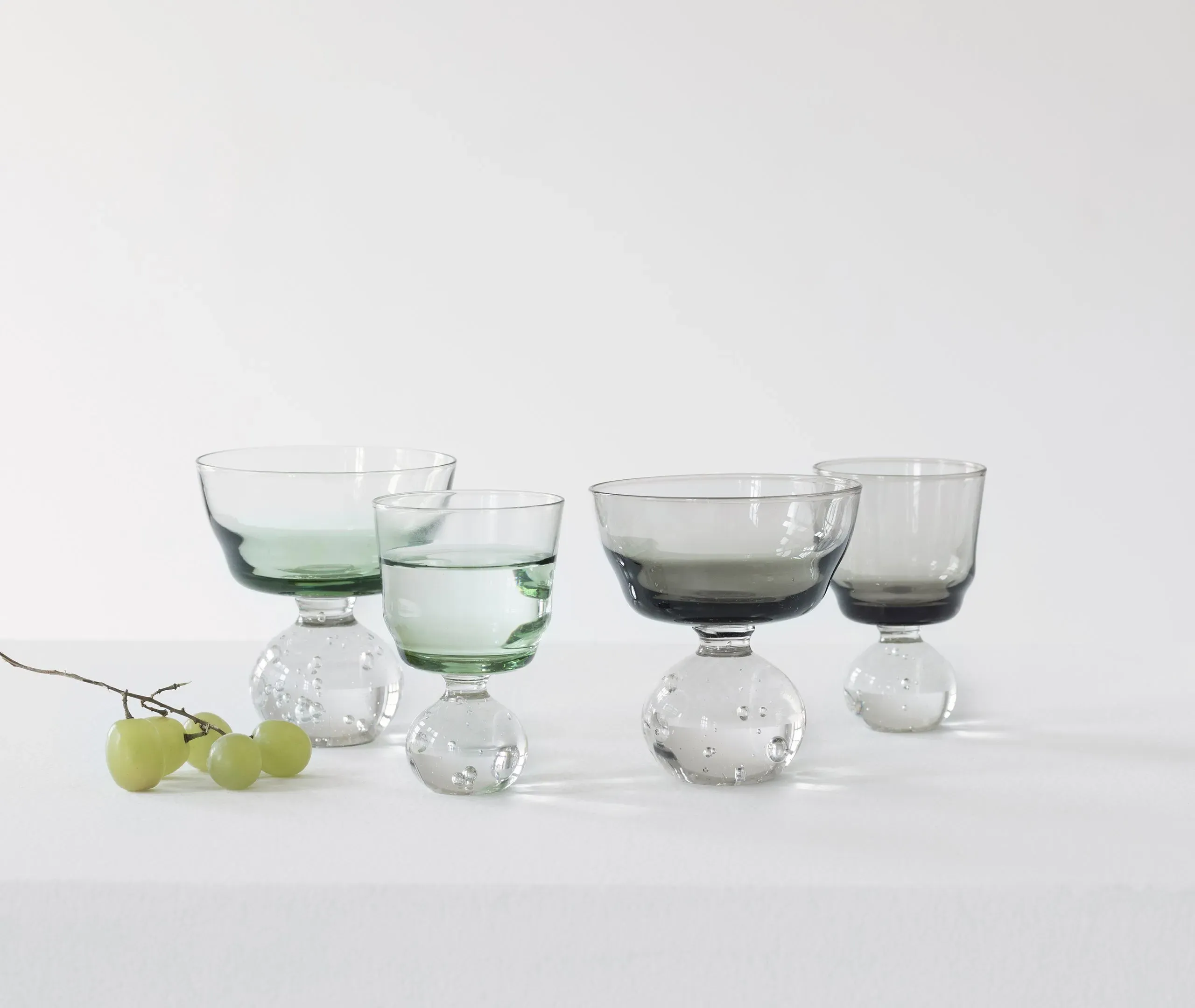 Medium Stemmed Glass Set of 6 - Green, Glass
