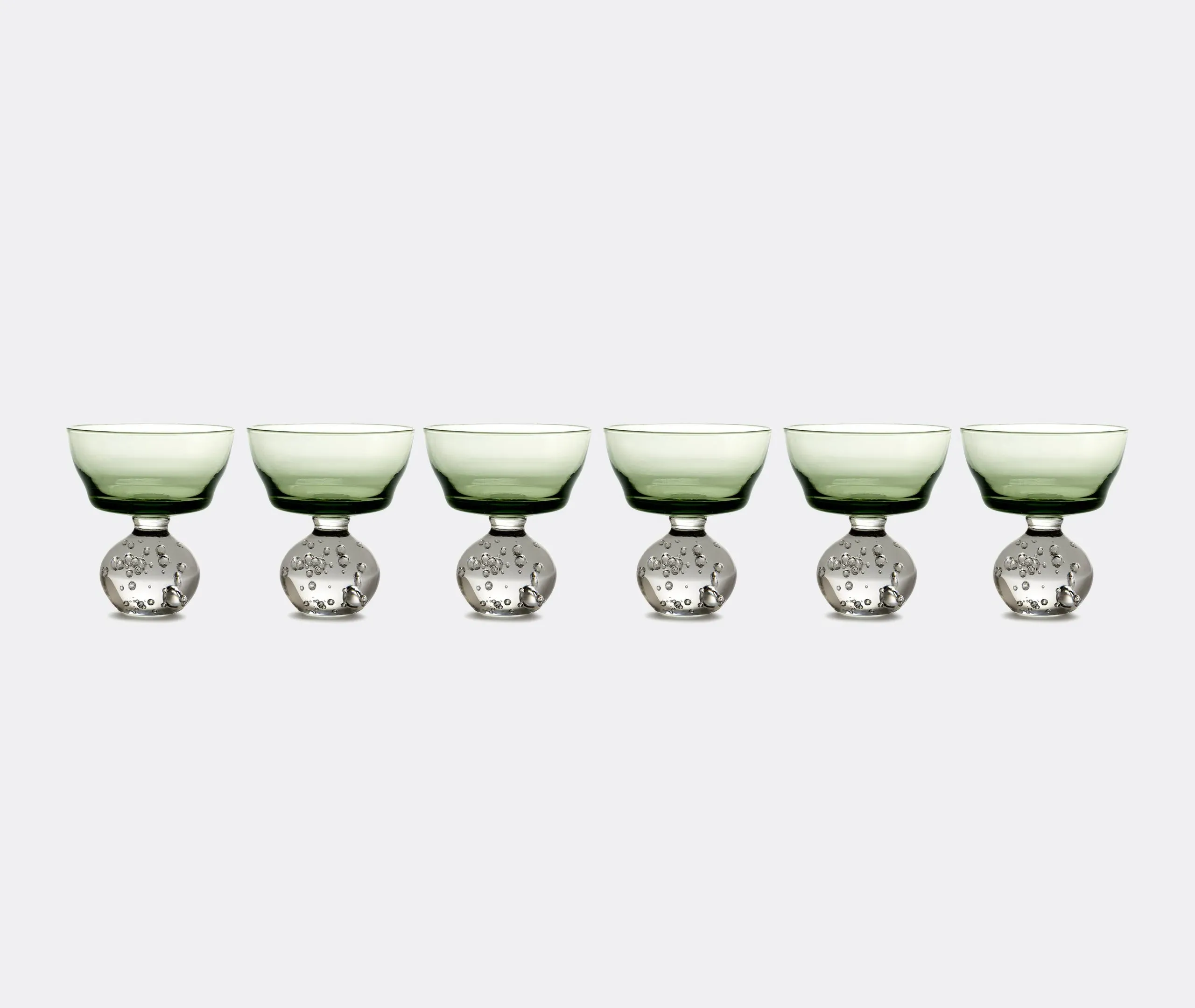 Medium Stemmed Glass Set of 6 - Green, Glass