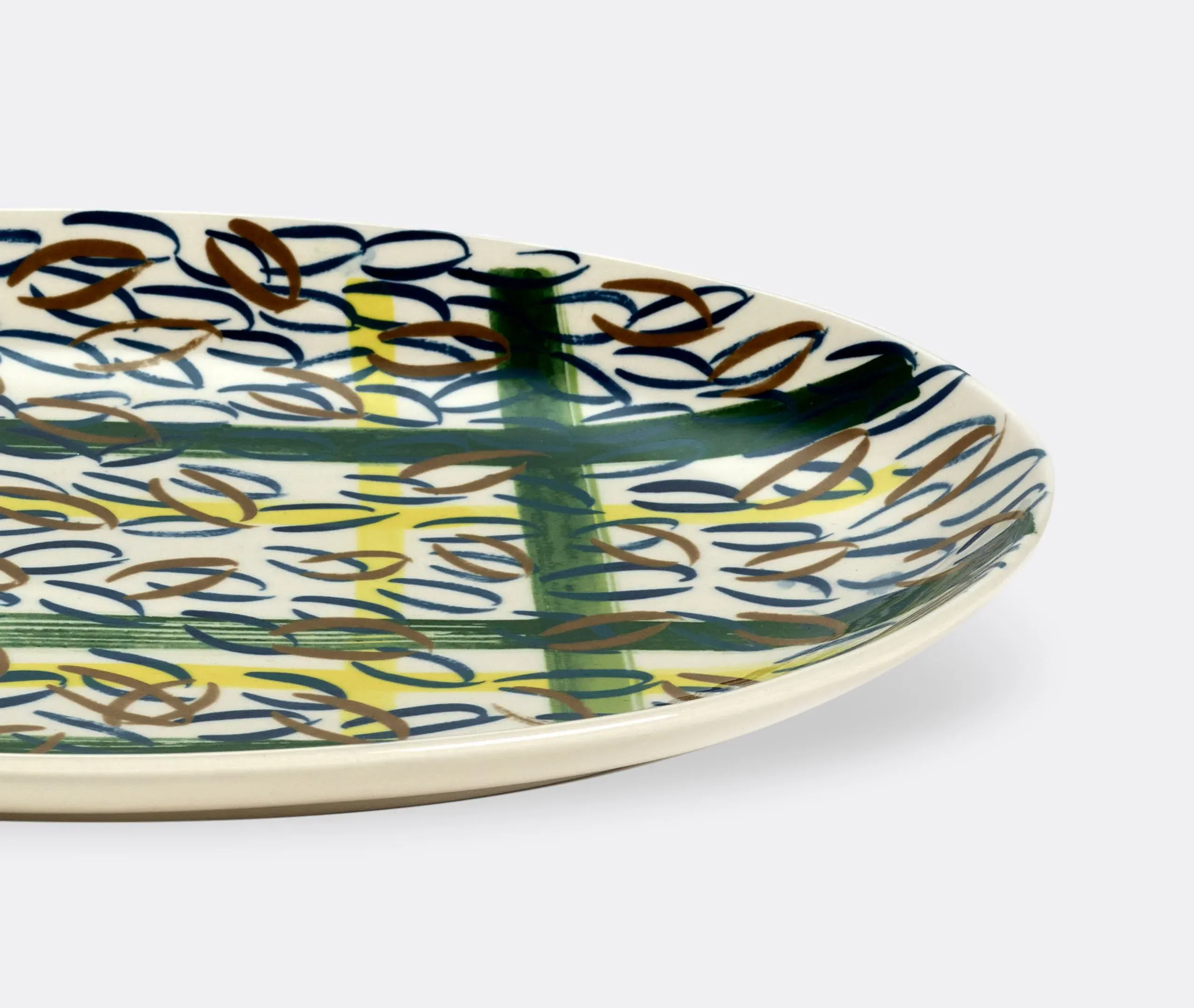 Oval Plate Japanese Design - Multicolor, Ceramic