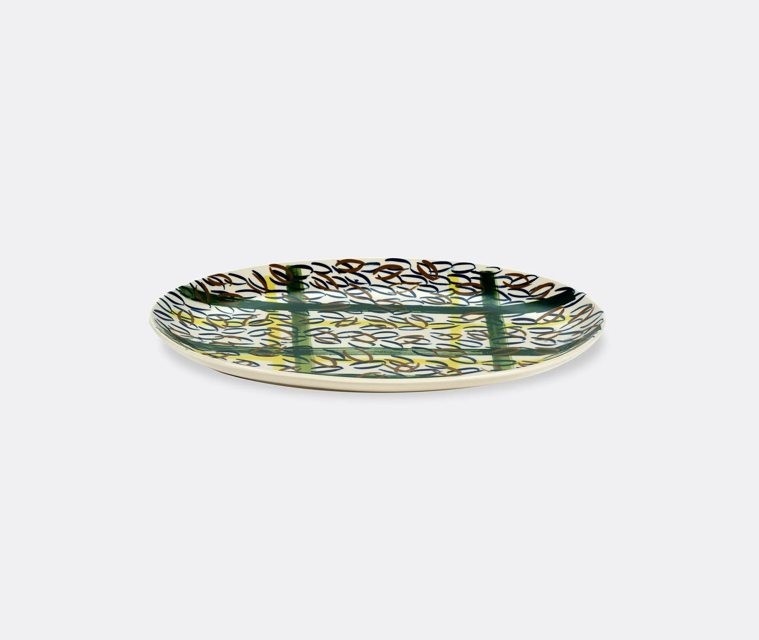 Oval Plate Japanese Design - Multicolor, Ceramic