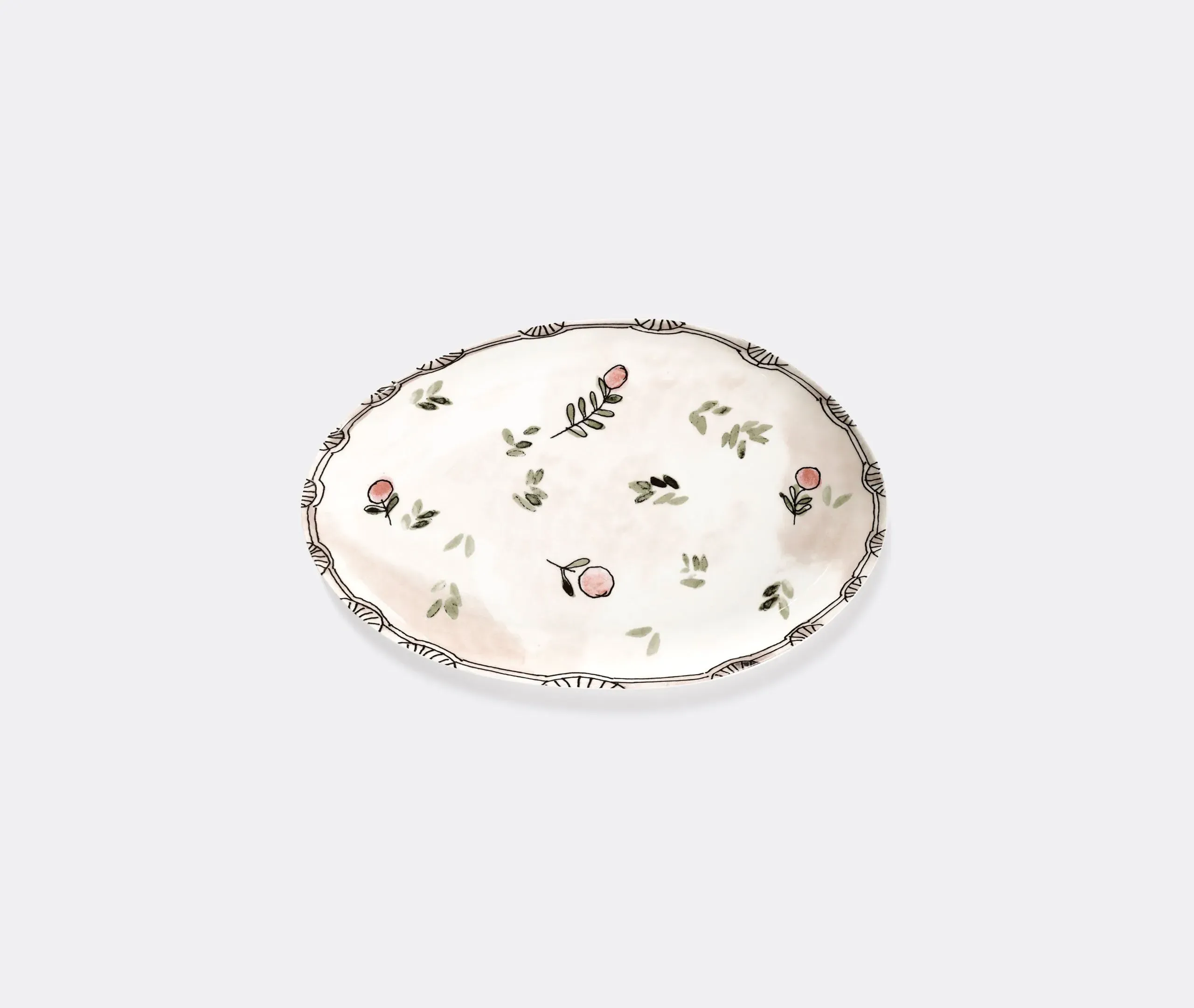 Oval Plate with Floral Motif - Multicolor, Porcelain image