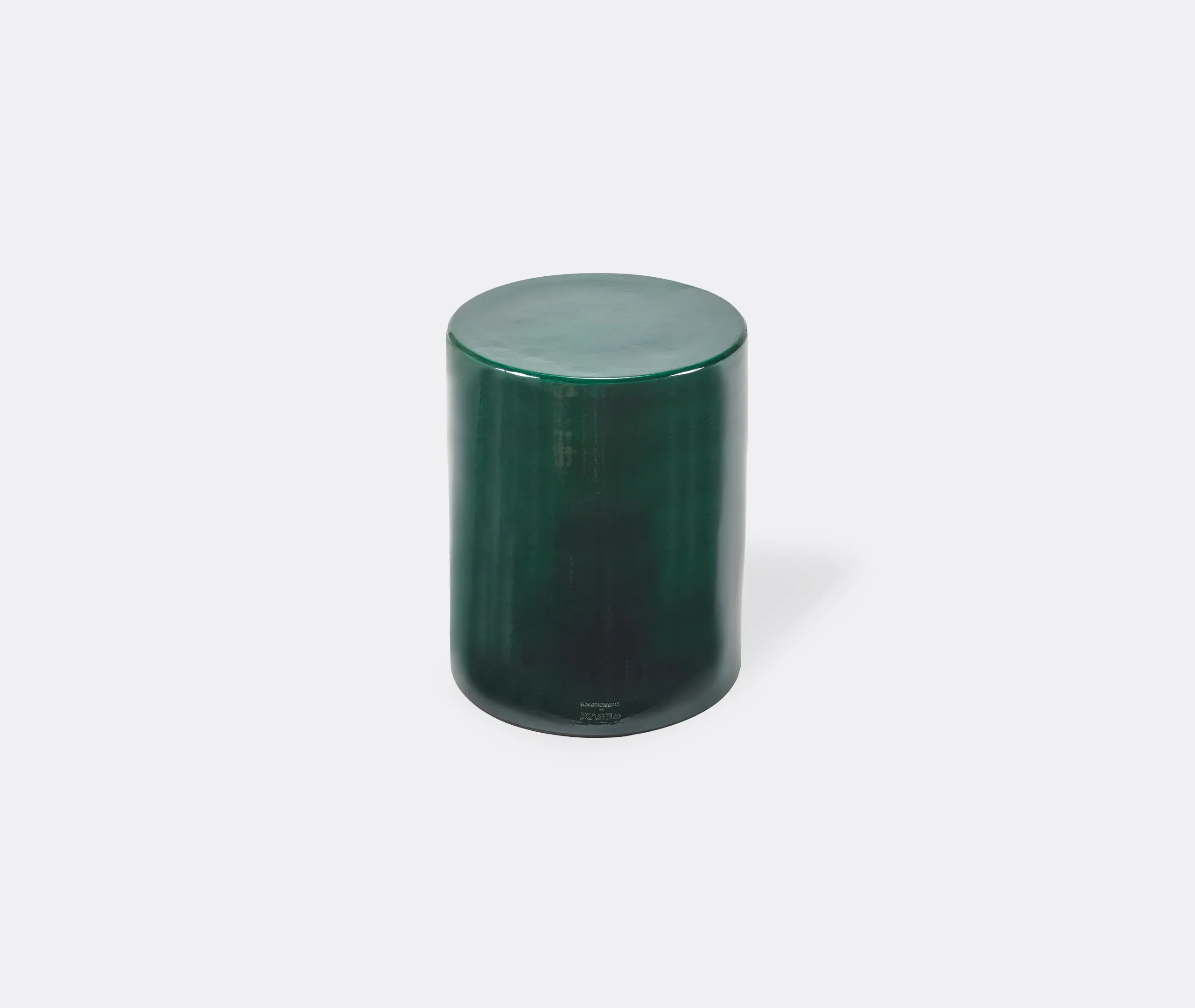 Pawn Cylindrical Side Table - Dark Green, Glazed Stone