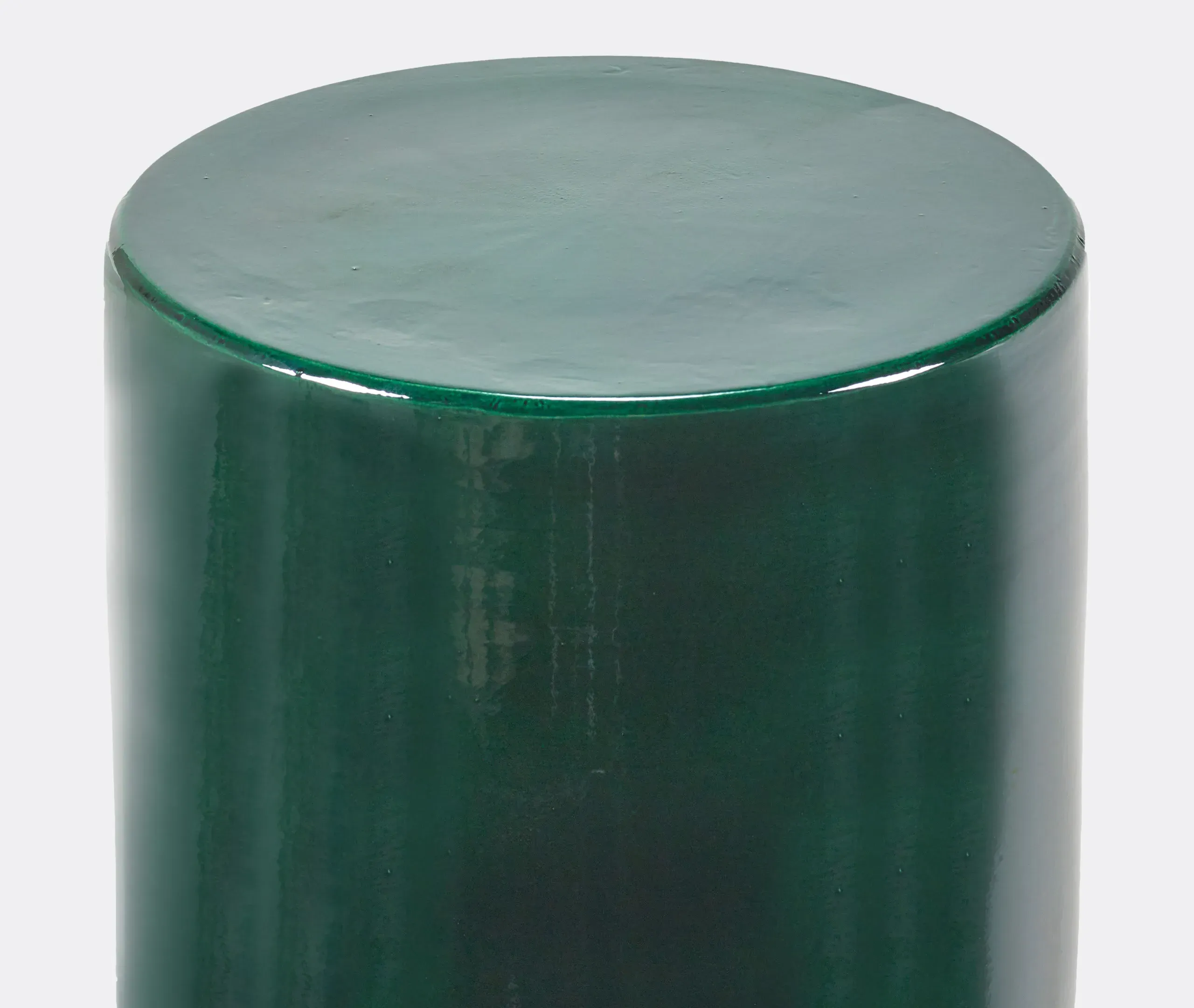 Pawn Cylindrical Side Table - Dark Green, Glazed Stone