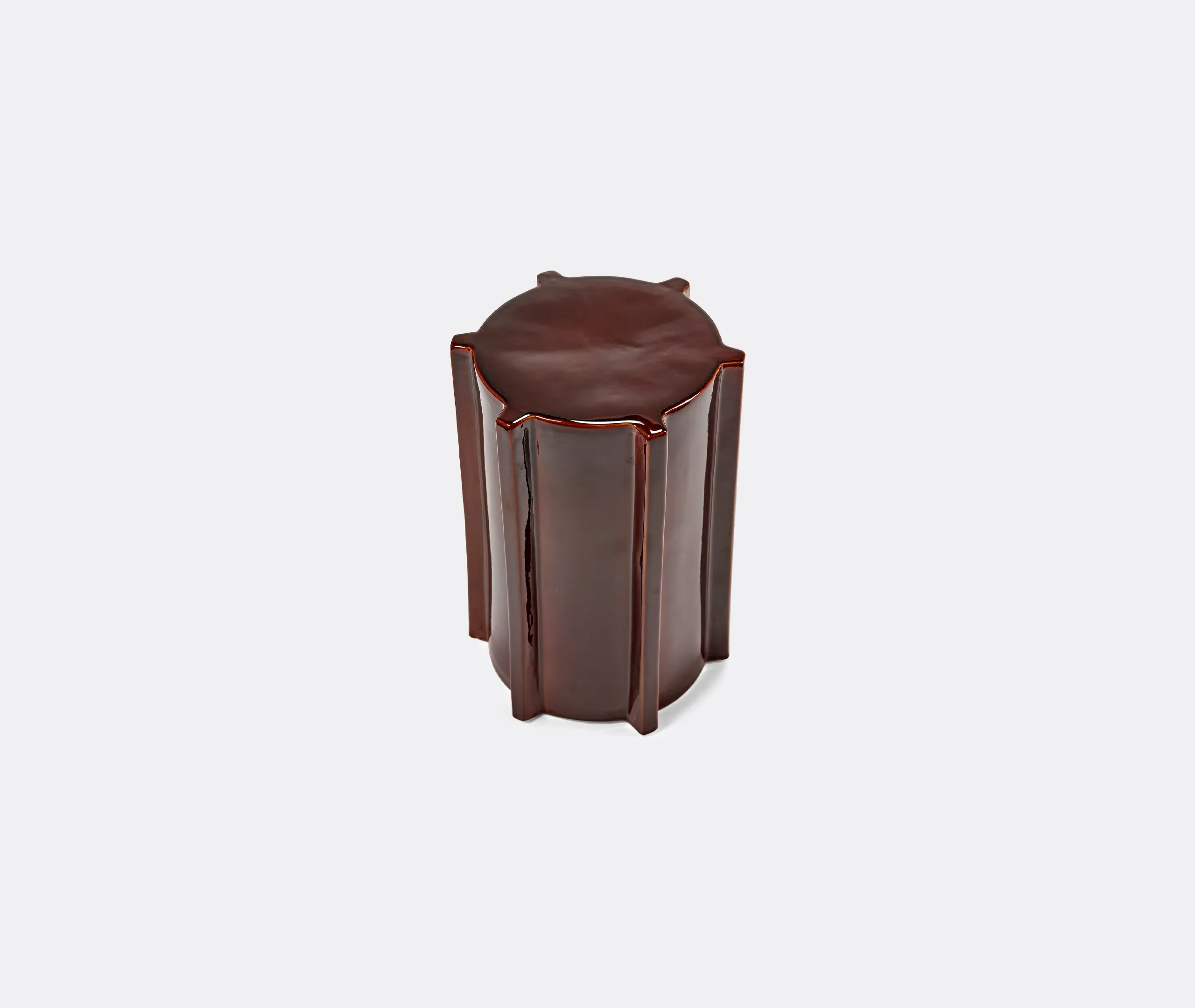 Pawn Side Table - Brown, Glazed Stone