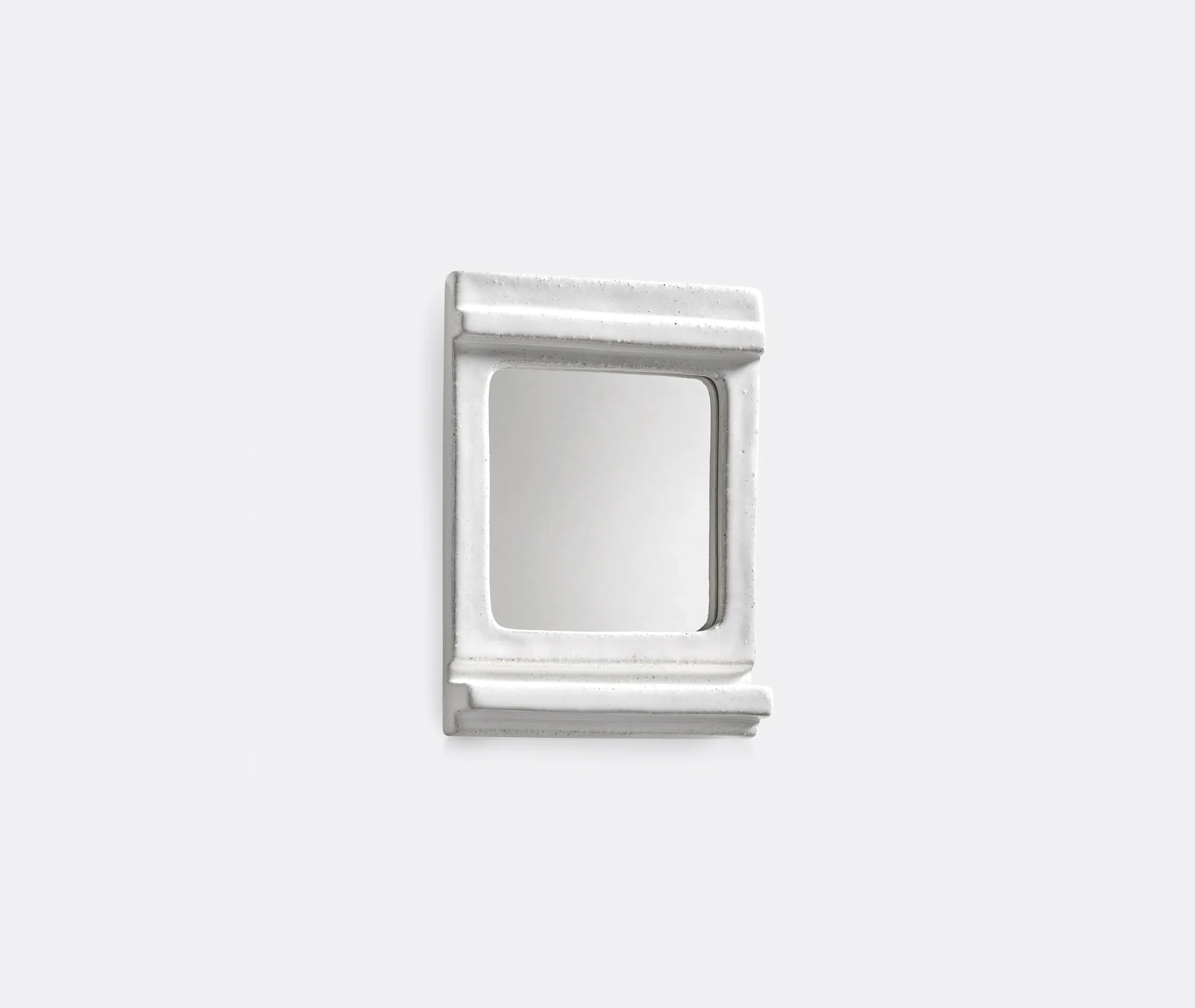 Rosie 01 Square Wall Mirror with Ledge - White, Earthenware product