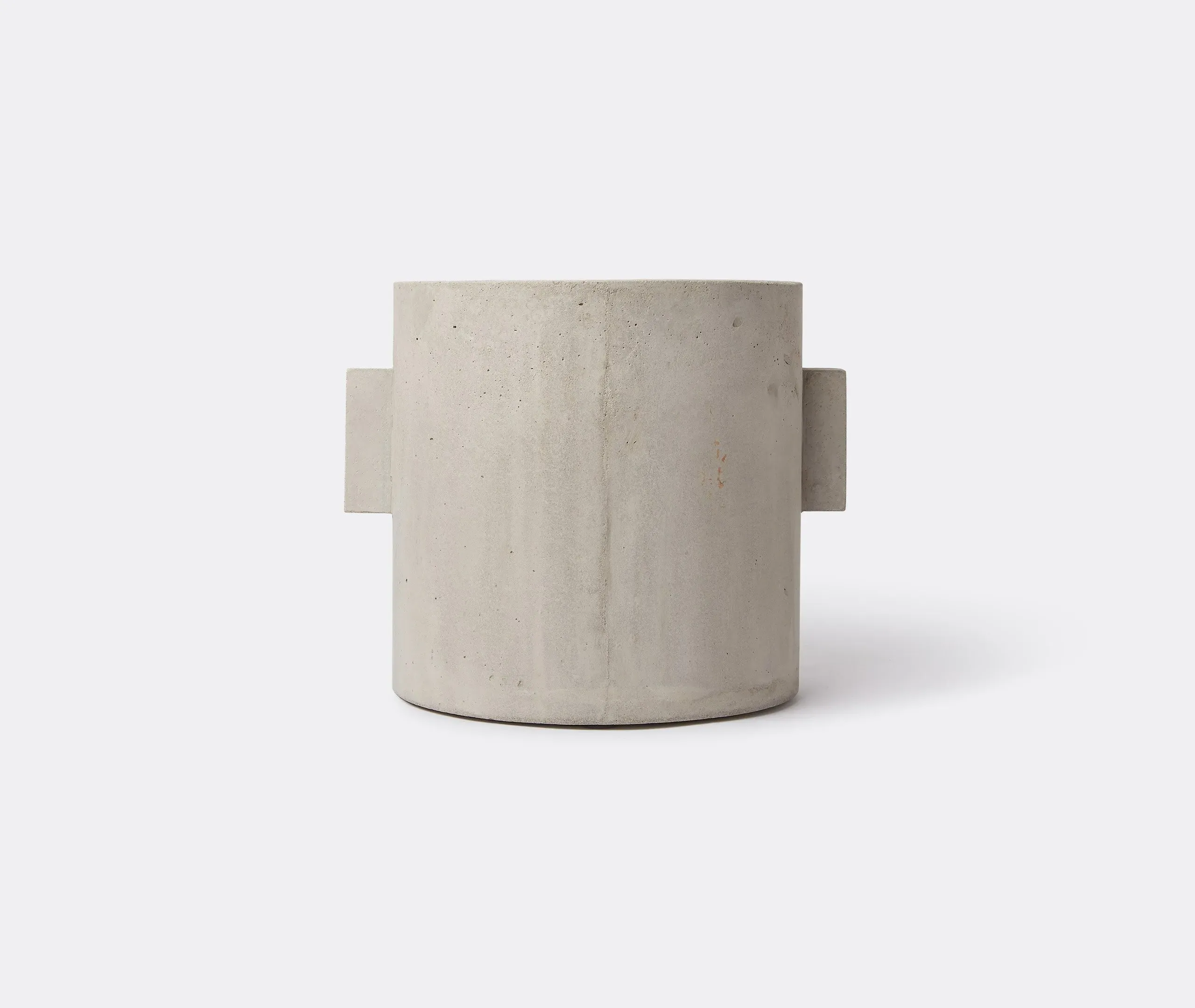 Round Plant Pot with Handles - Grey, Concrete