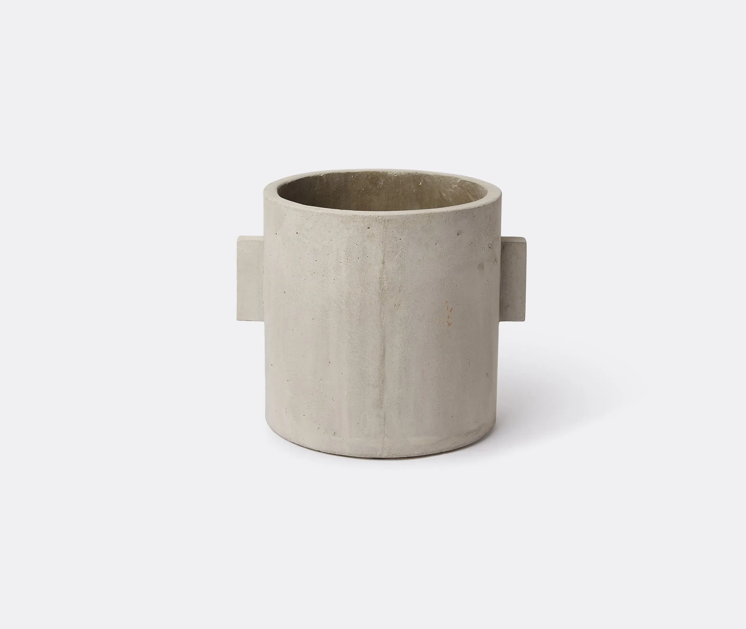 Round Plant Pot with Handles - Grey, Concrete image