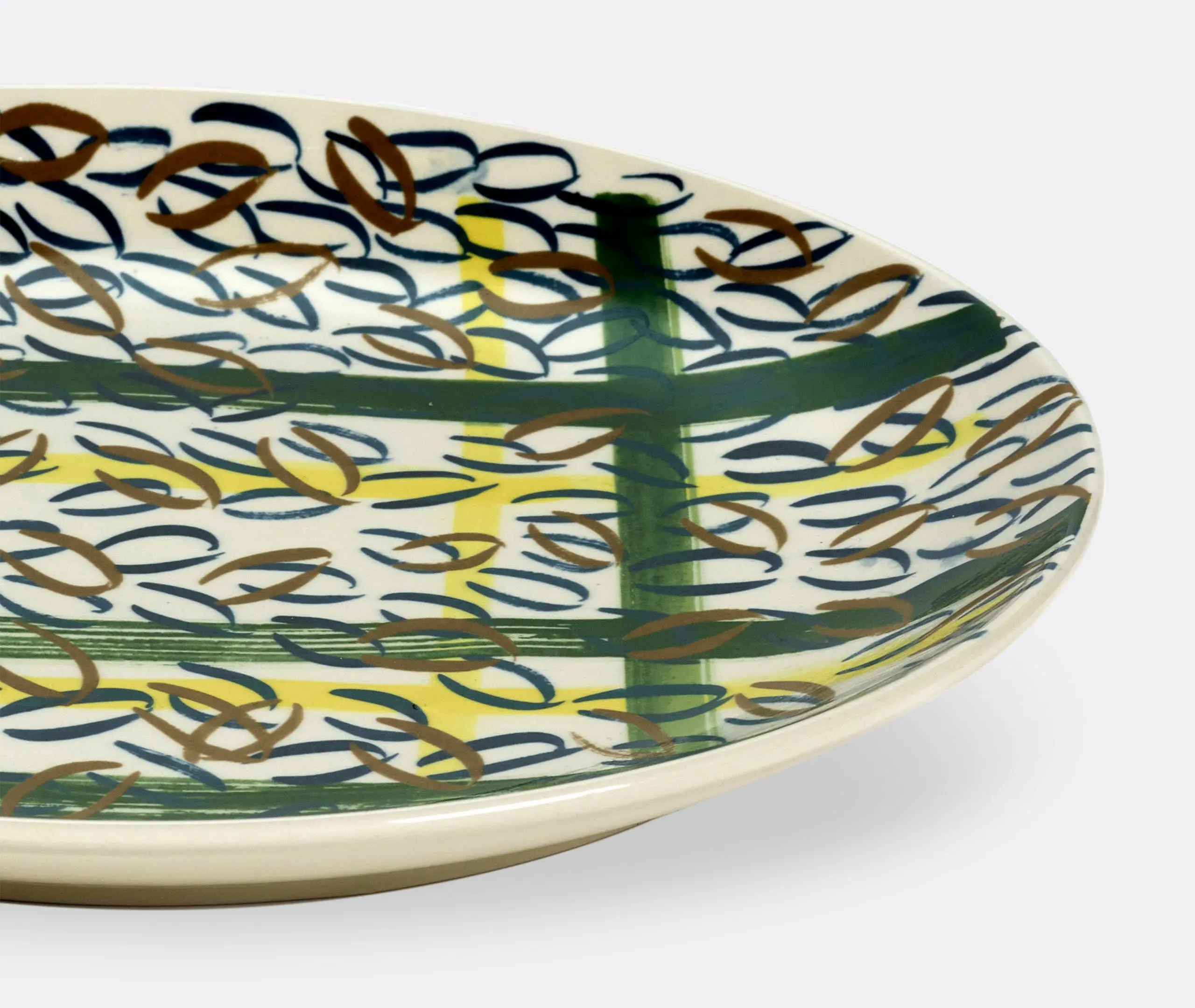 Round Plate Japanese Design - Multicolor, Ceramic