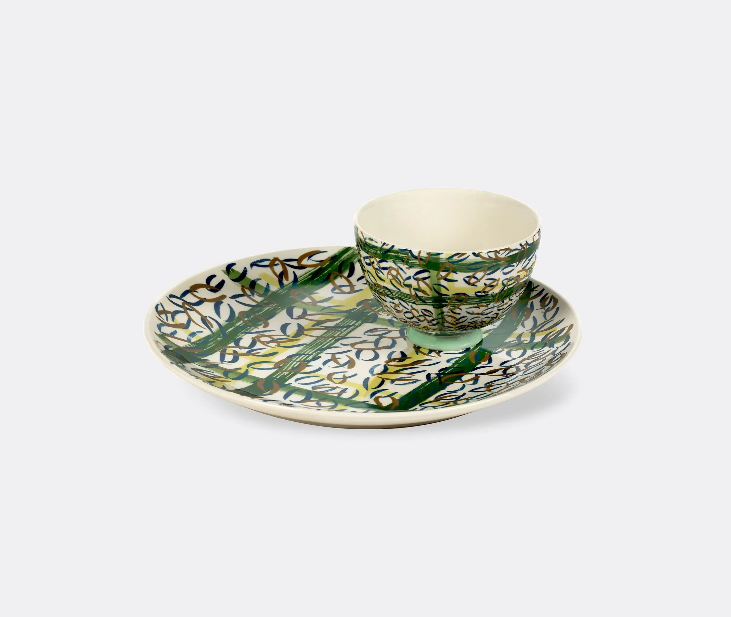 Round Plate Japanese Design - Multicolor, Ceramic