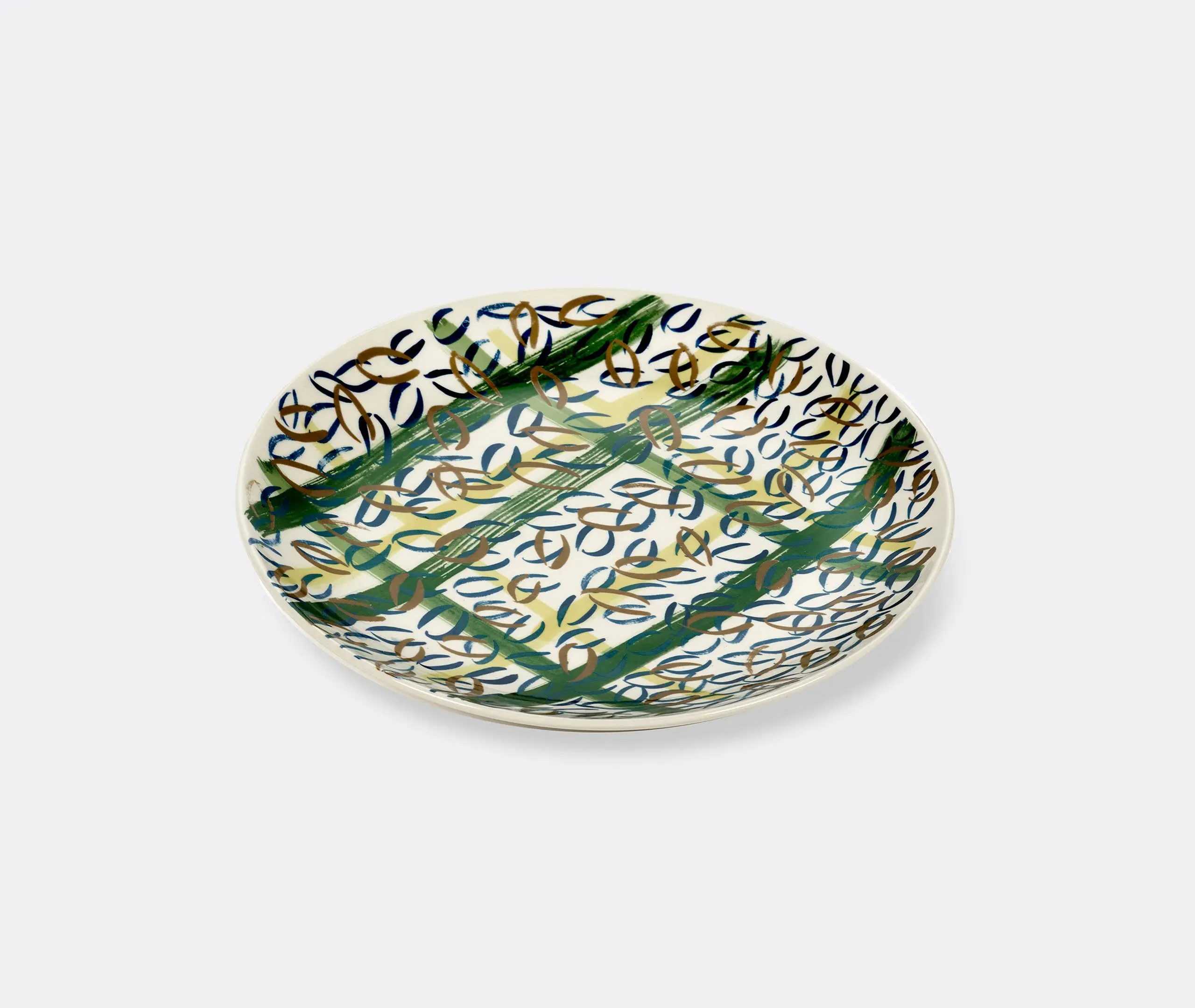 Round Plate Japanese Design - Multicolor, Ceramic