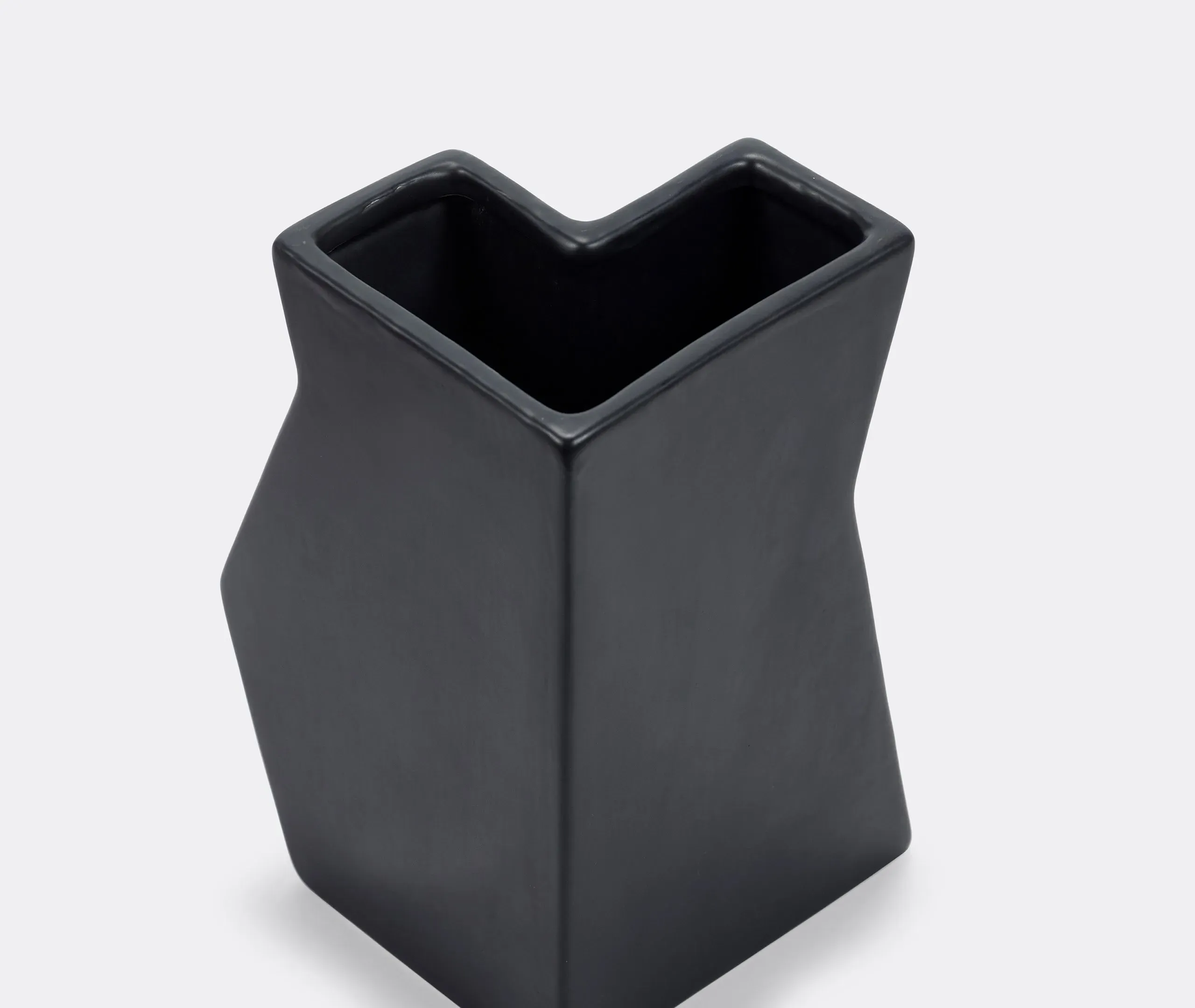 Sculptural Vase with Angular Design - Black, Ceramic