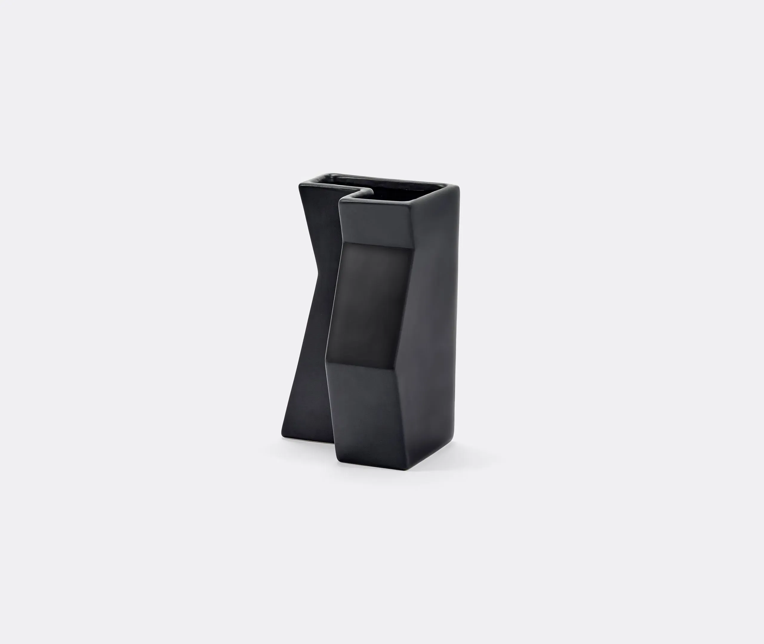 Sculptural Vase with Angular Design - Black, Ceramic