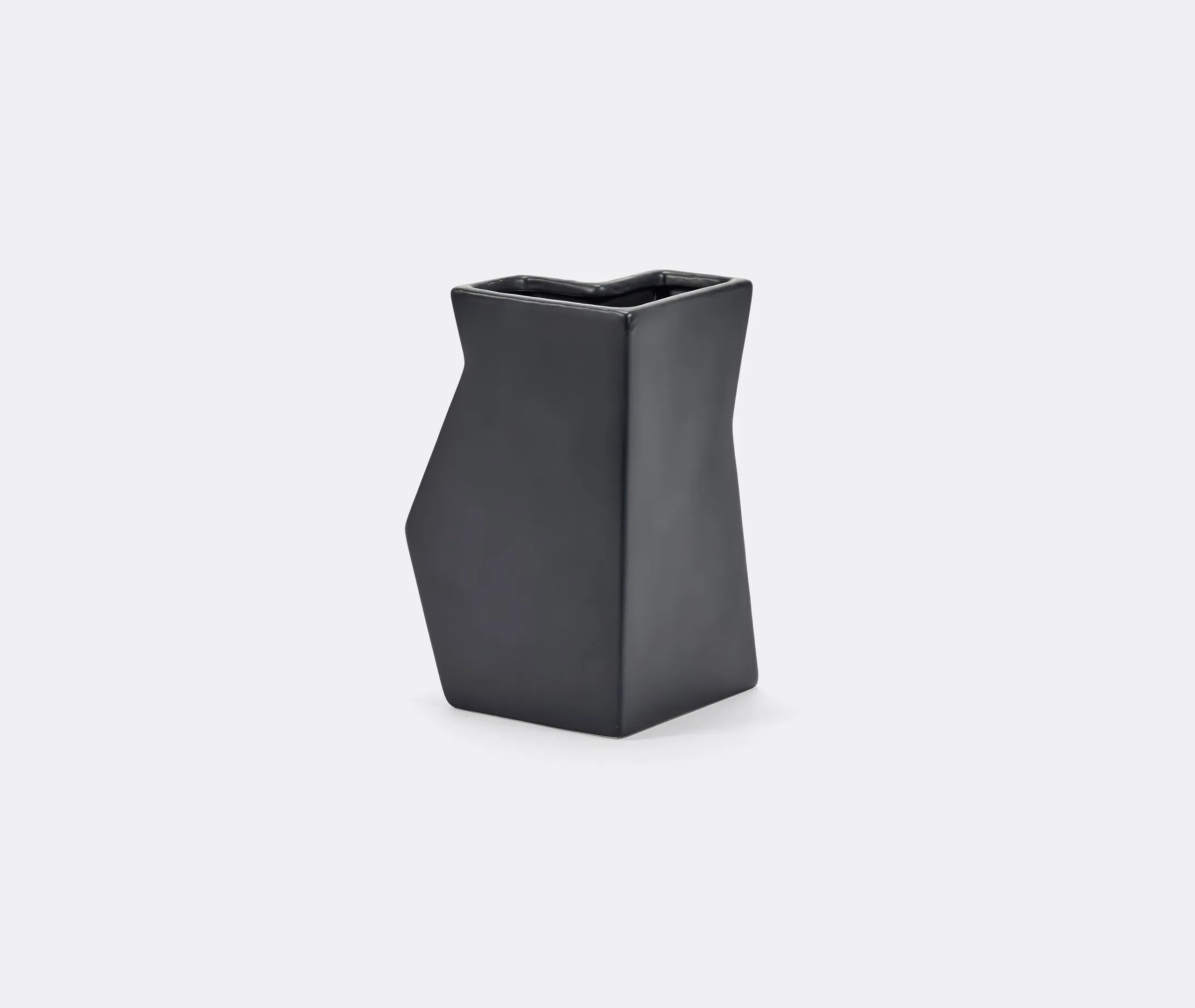 Sculptural Vase with Angular Design - Black, Ceramic