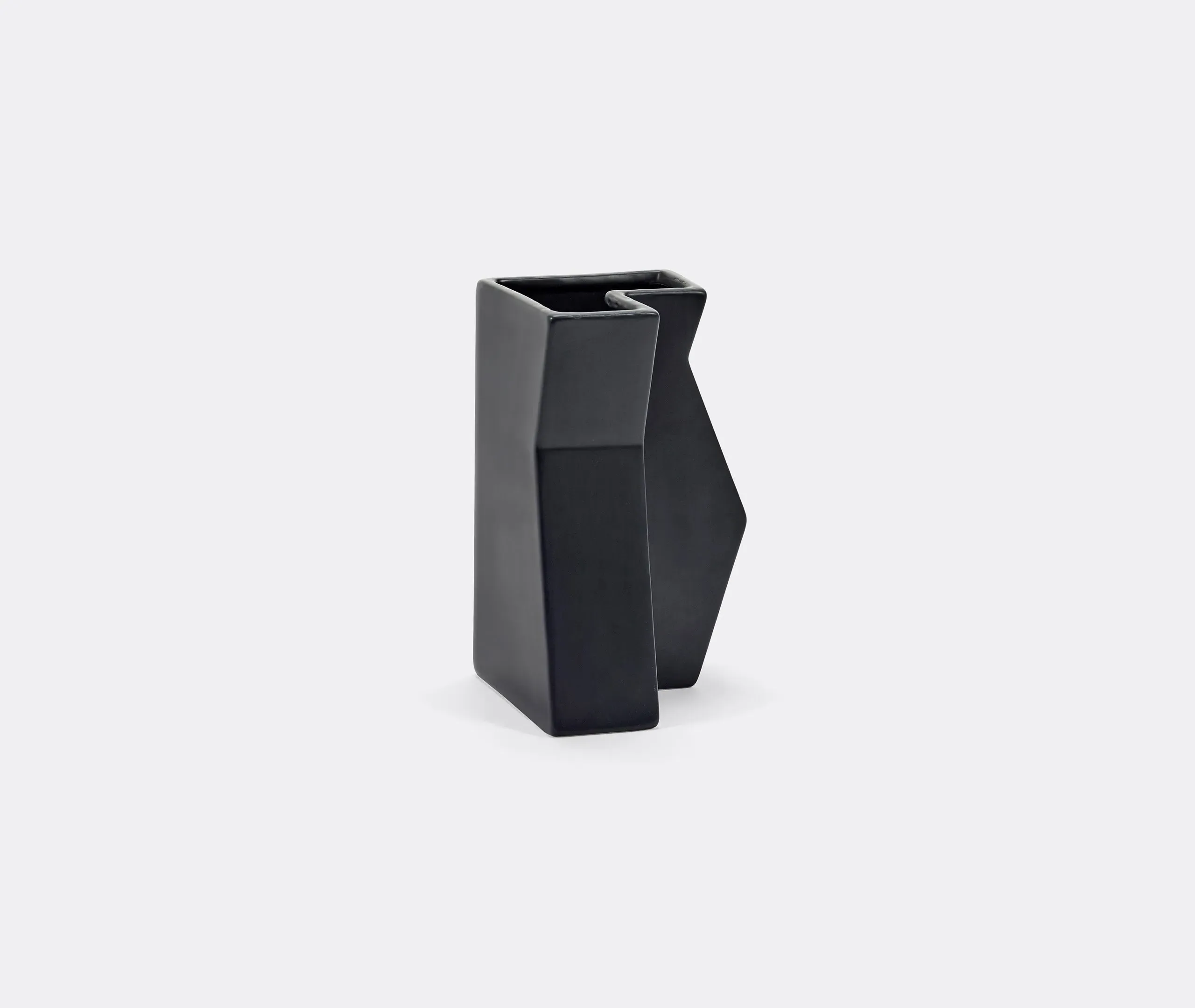 Sculptural Vase with Angular Design - Black, Ceramic
